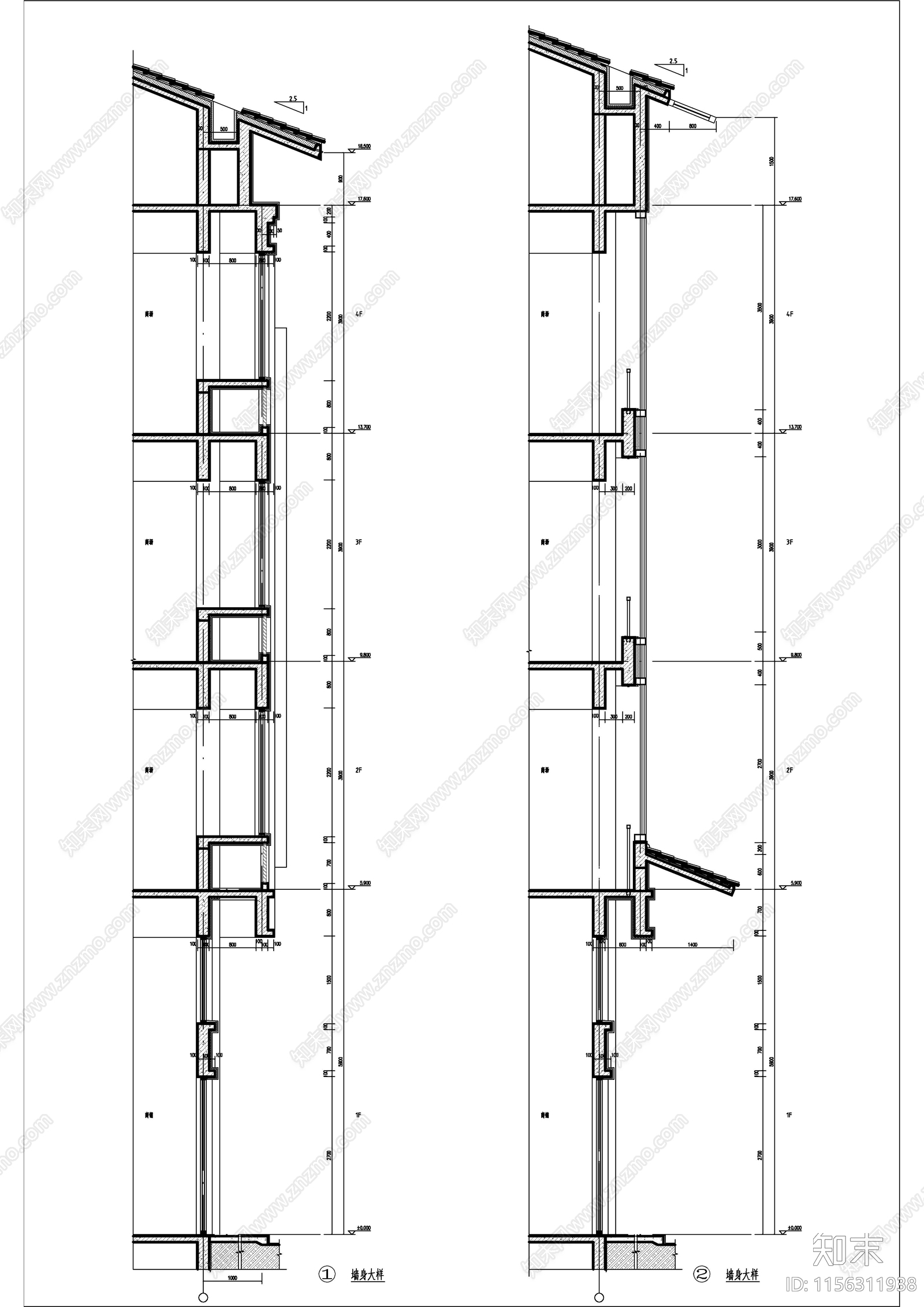 多层现代中式风格商业街建施图cad施工图下载【ID:1156311938】