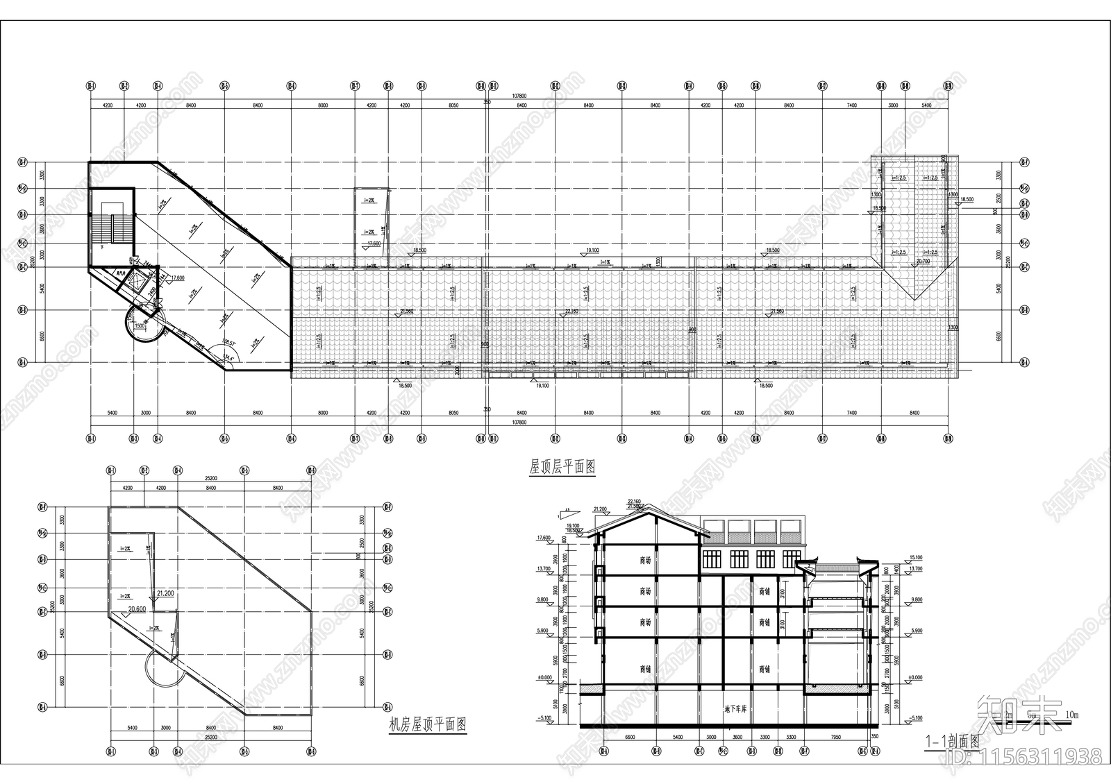 多层现代中式风格商业街建施图cad施工图下载【ID:1156311938】