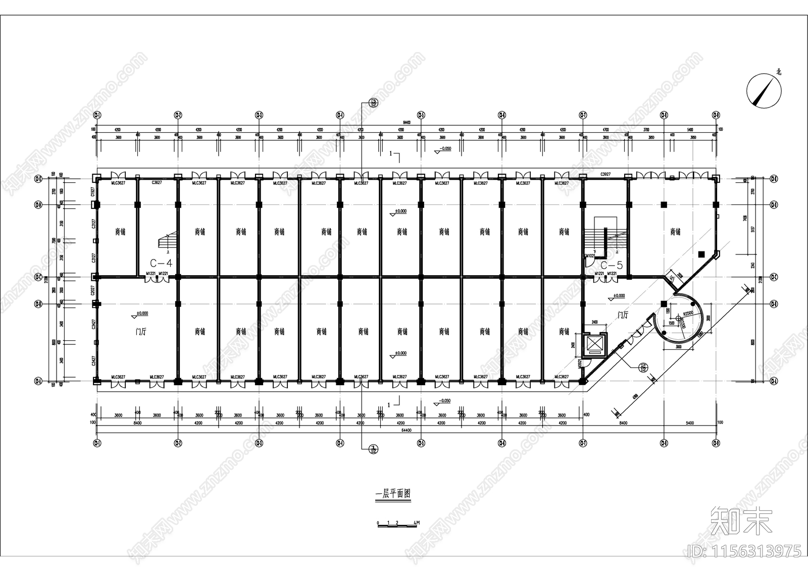 多层商贸中心建施图cad施工图下载【ID:1156313975】