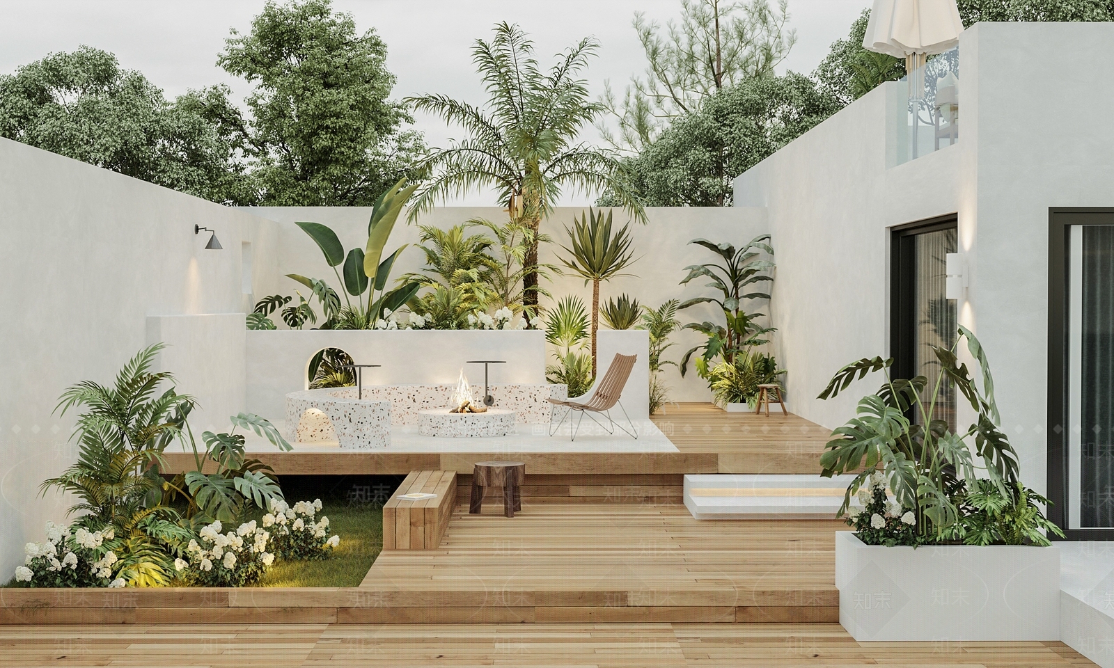 现代别墅花园庭院3D模型下载【ID:1156330711】