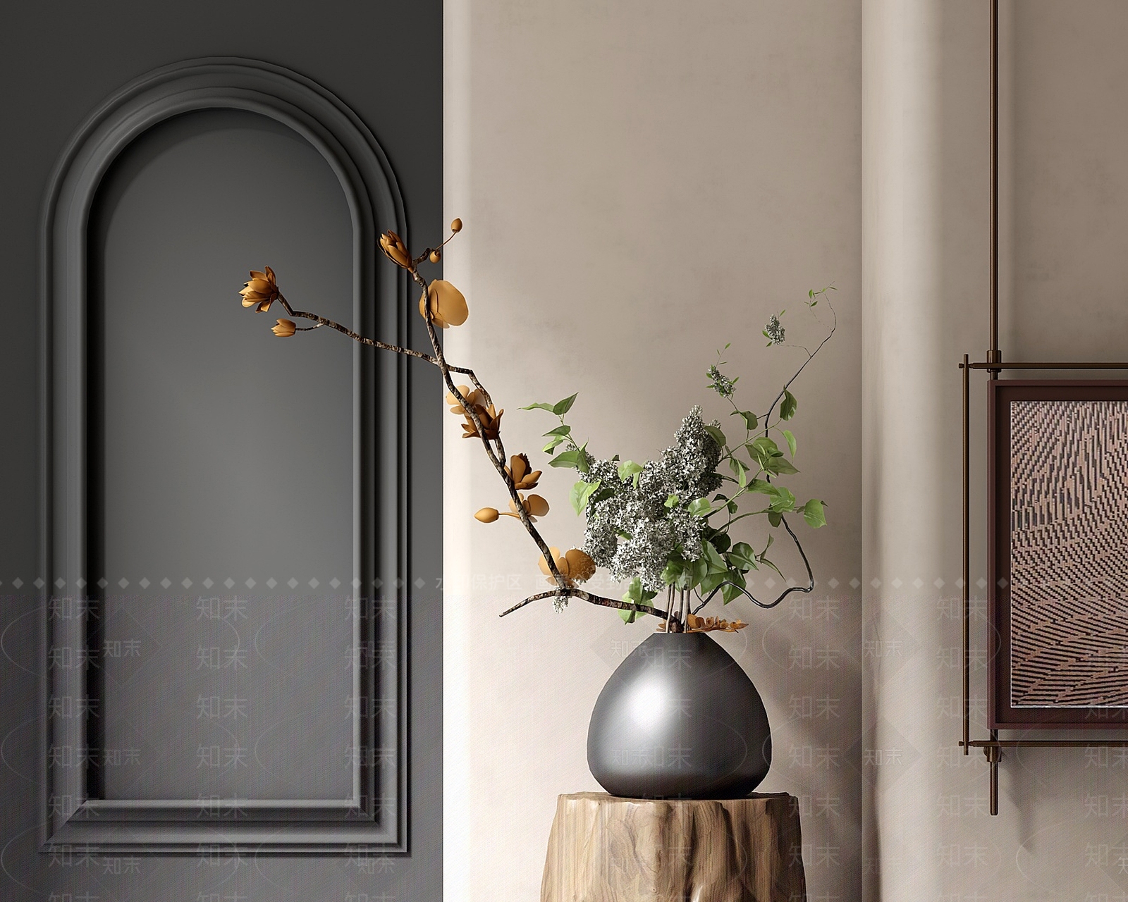 新中式陶罐花瓶花艺SU模型下载【ID:1156318717】