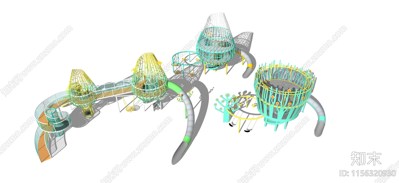 现代儿童滑梯SU模型下载【ID:1156320930】