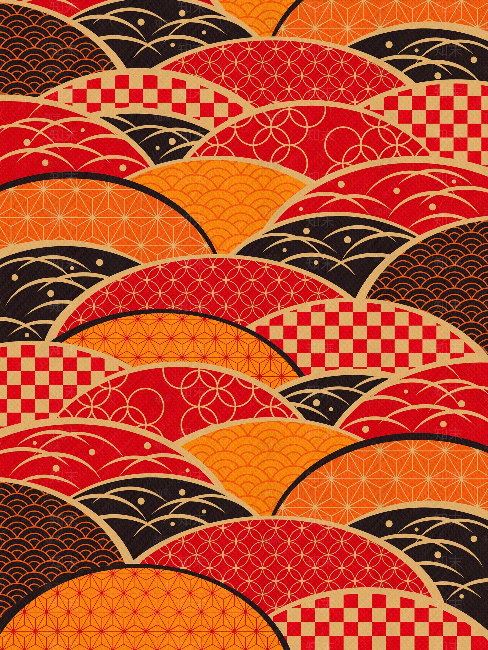 无缝日式花纹壁纸贴图下载【ID:1156323564】