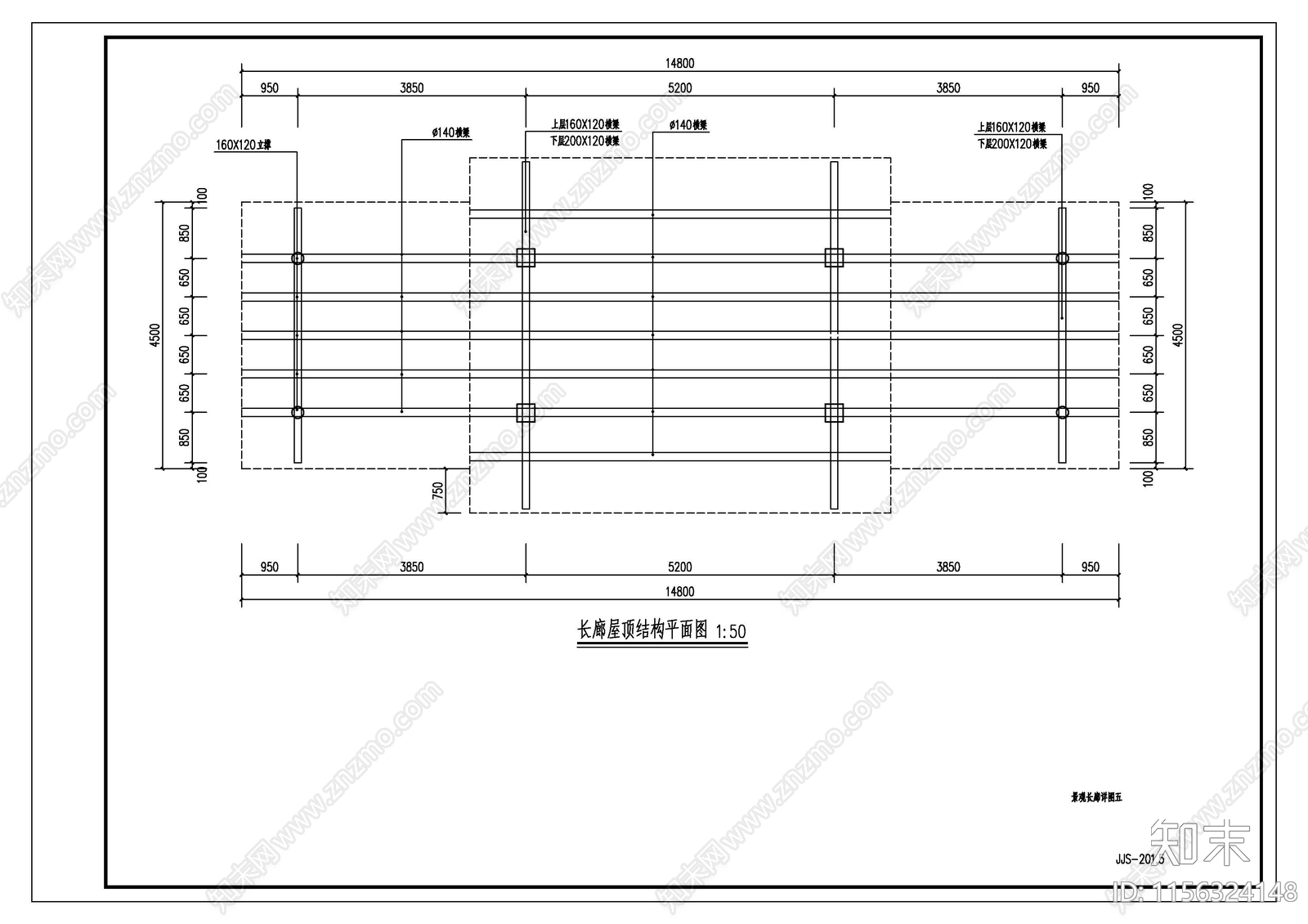 防腐木长廊cad施工图下载【ID:1156324148】