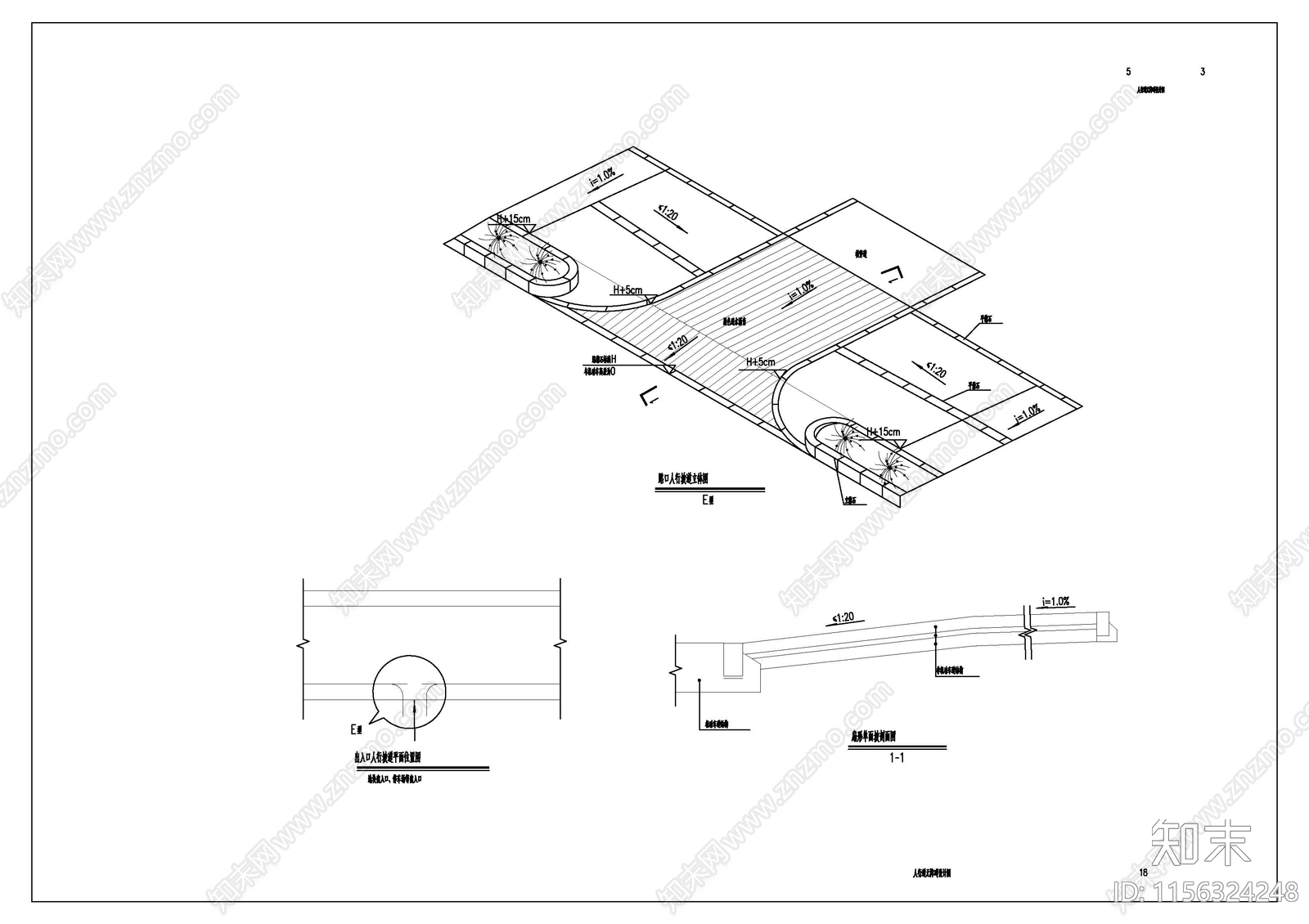 人行道无障碍设计图cad施工图下载【ID:1156324248】