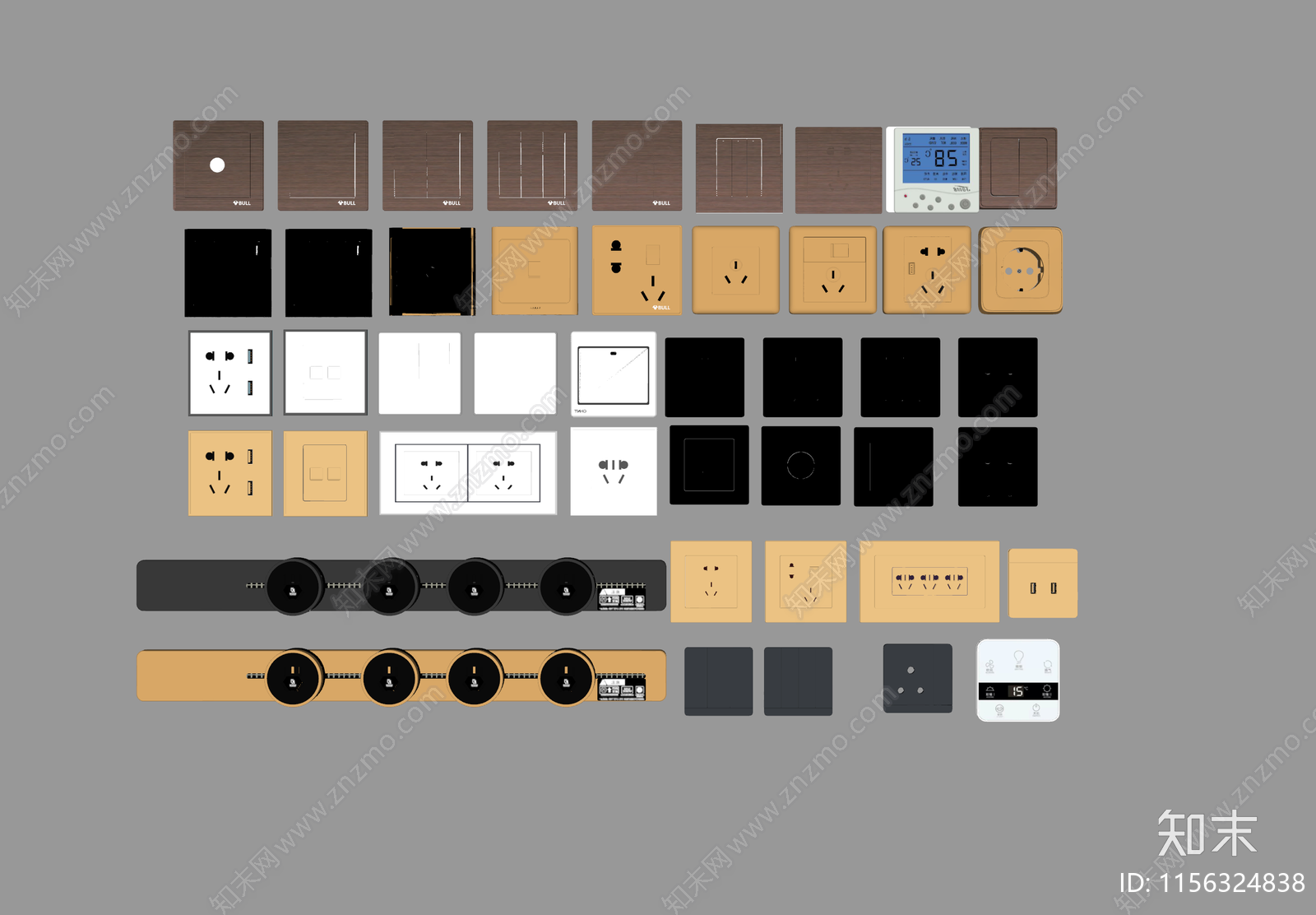 现代开关插座SU模型下载【ID:1156324838】