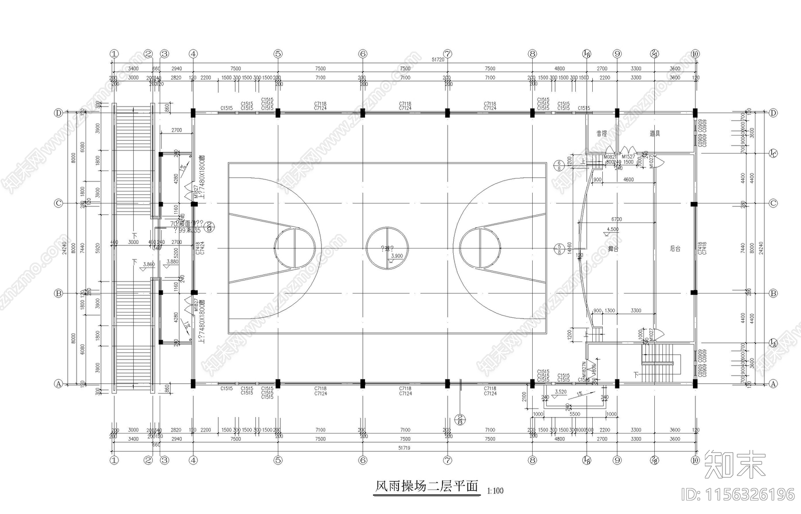 风雨操场建筑设计图施工图下载【ID:1156326196】