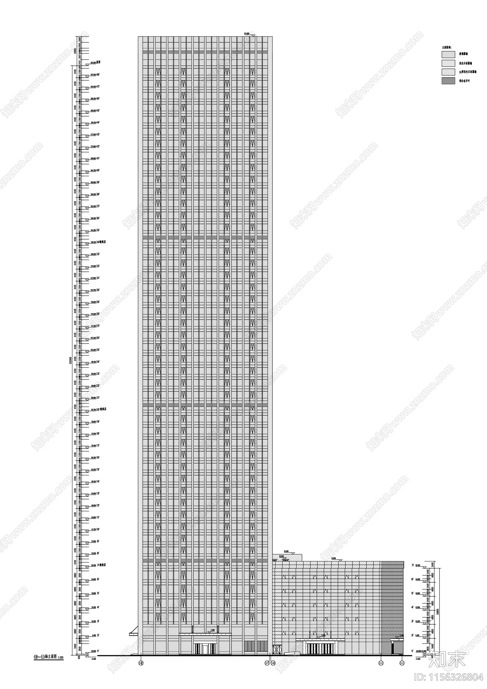 48层商业综合体建筑cad施工图下载【ID:1156326804】