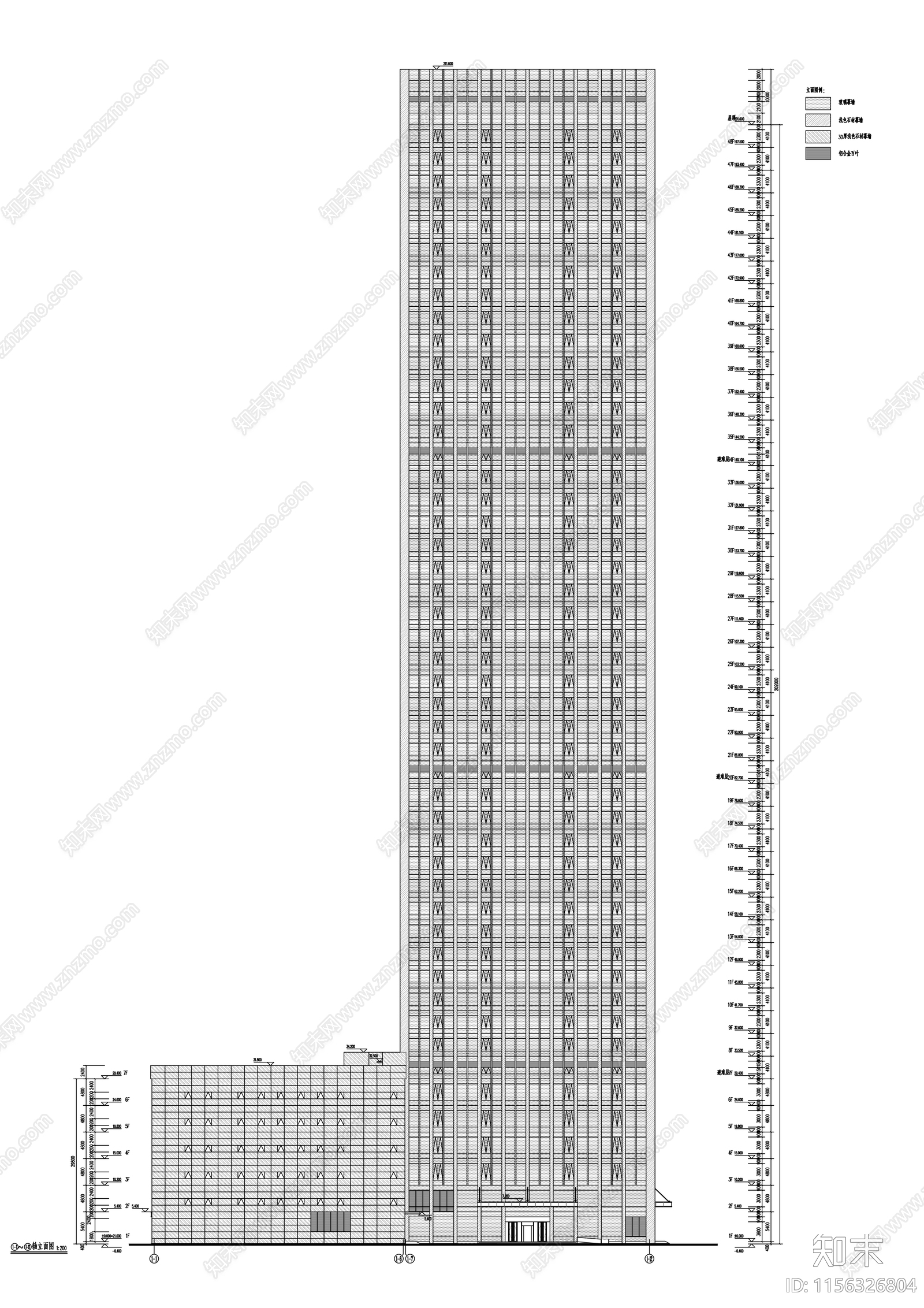 48层商业综合体建筑cad施工图下载【ID:1156326804】