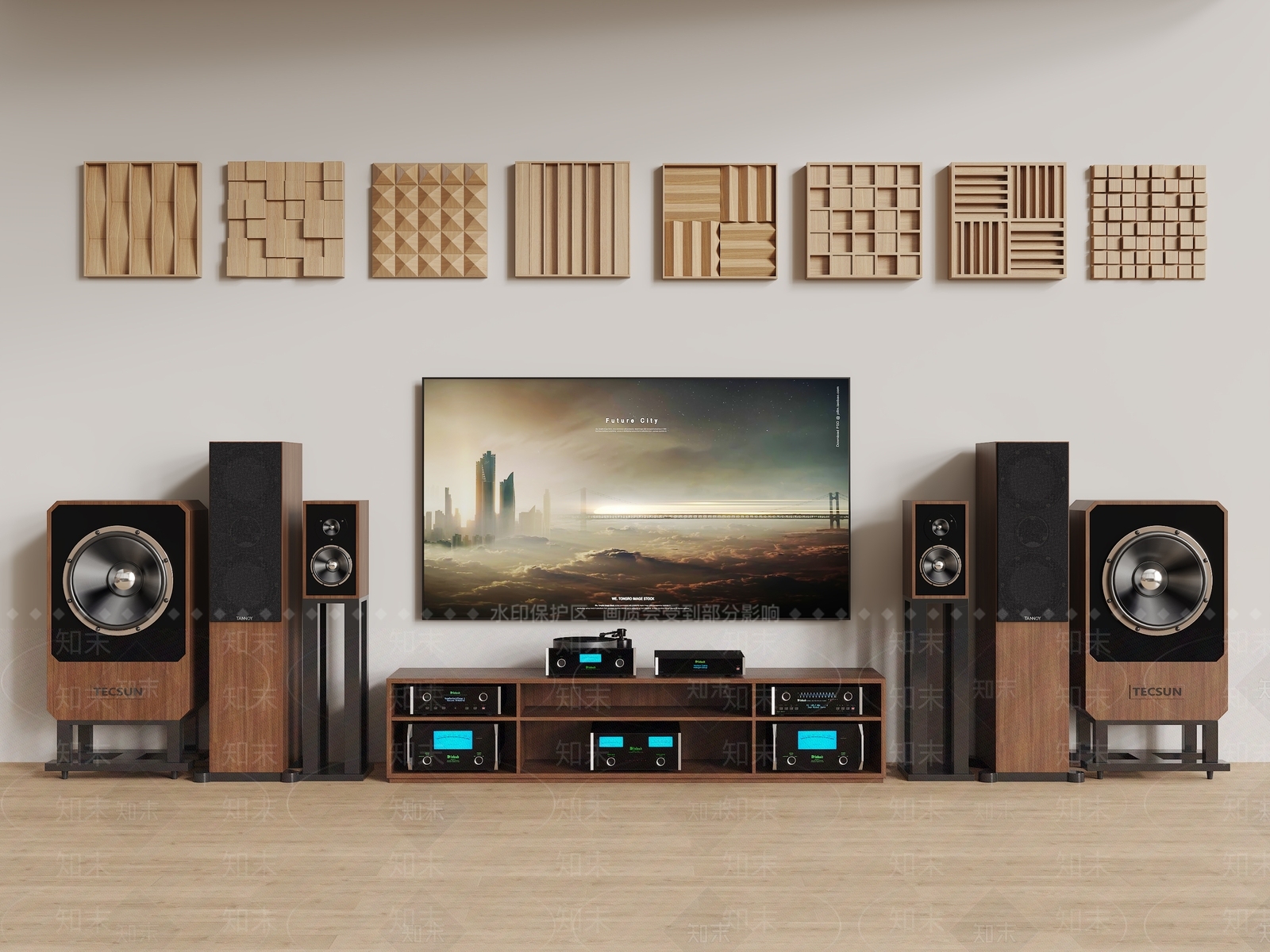 HIFI音箱吸音板组合SU模型下载【ID:1156327420】