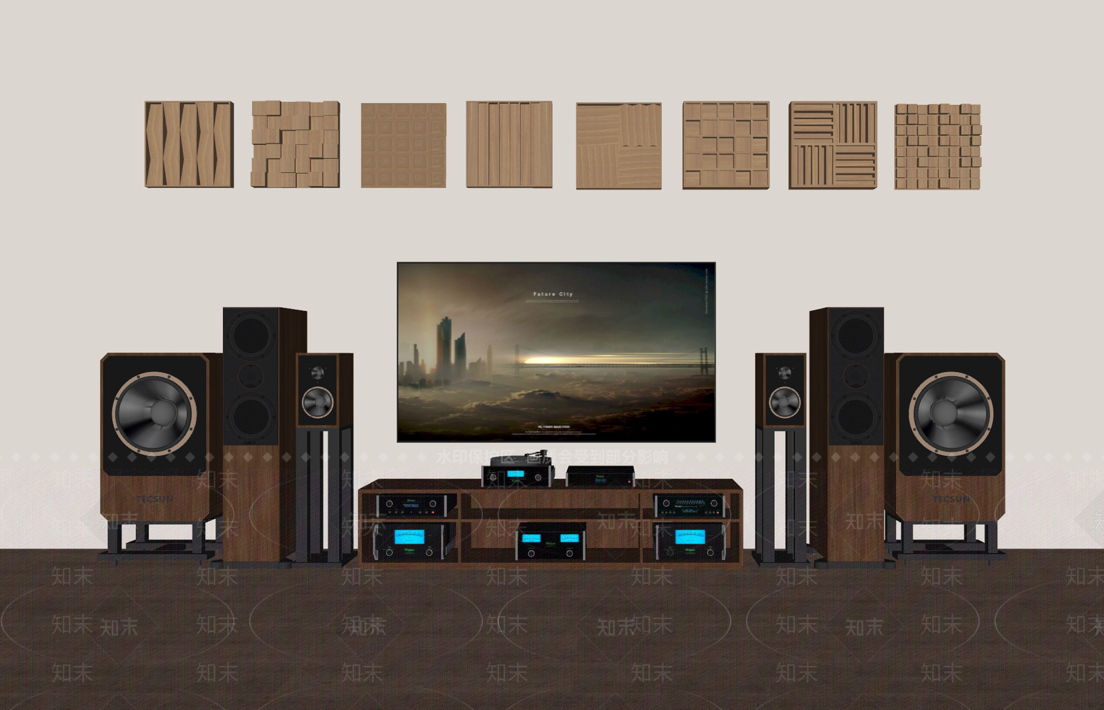 HIFI音箱吸音板组合SU模型下载【ID:1156327420】