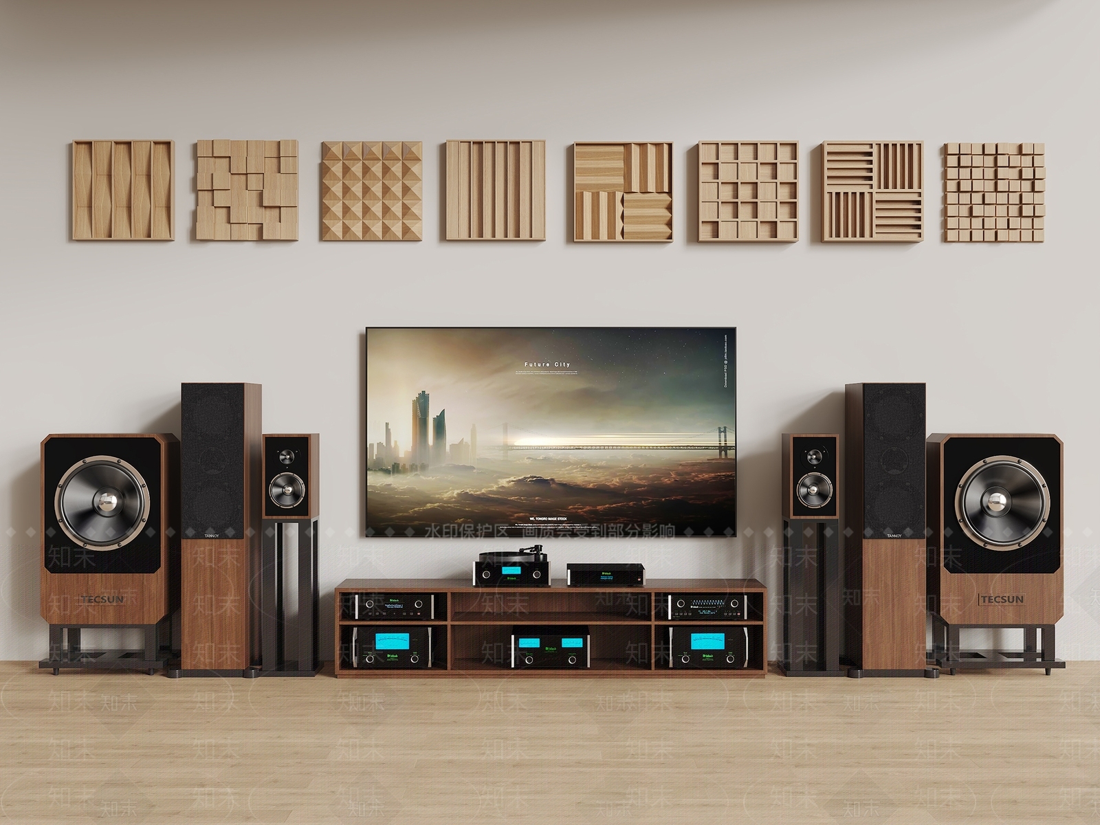 HIFI音箱吸音板组合SU模型下载【ID:1156327420】