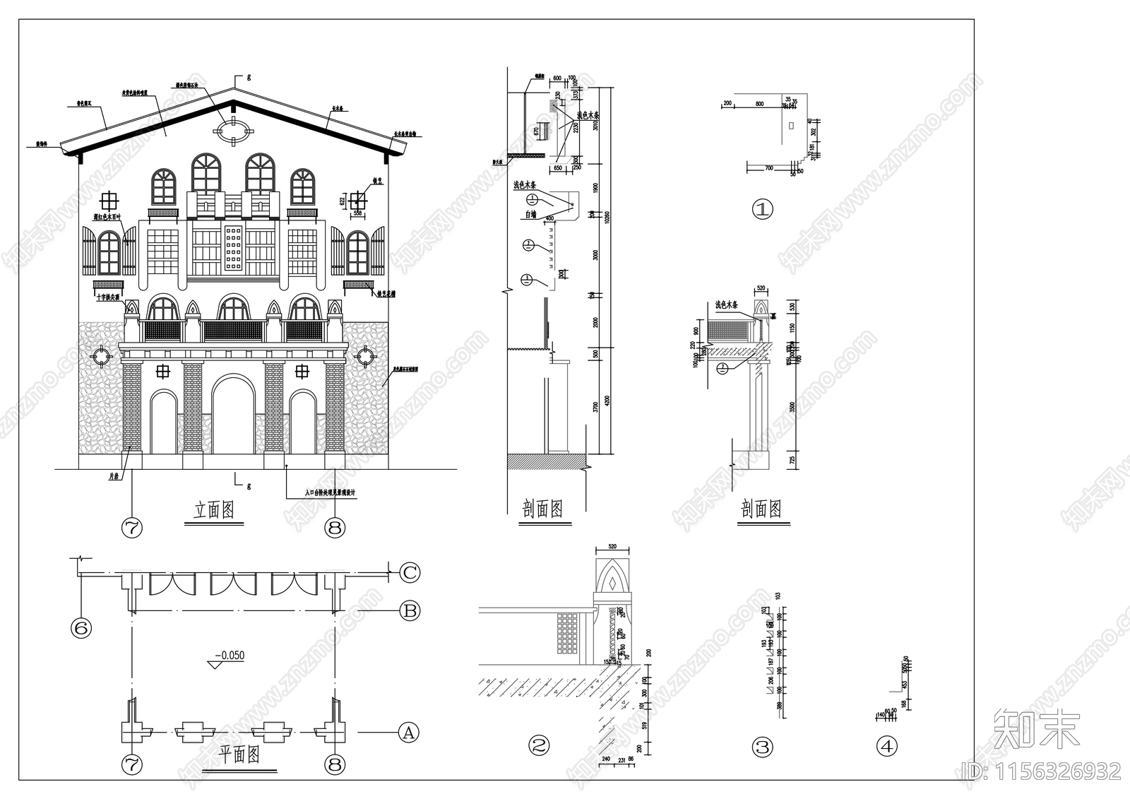 二层接待中心建筑设计图cad施工图下载【ID:1156326932】