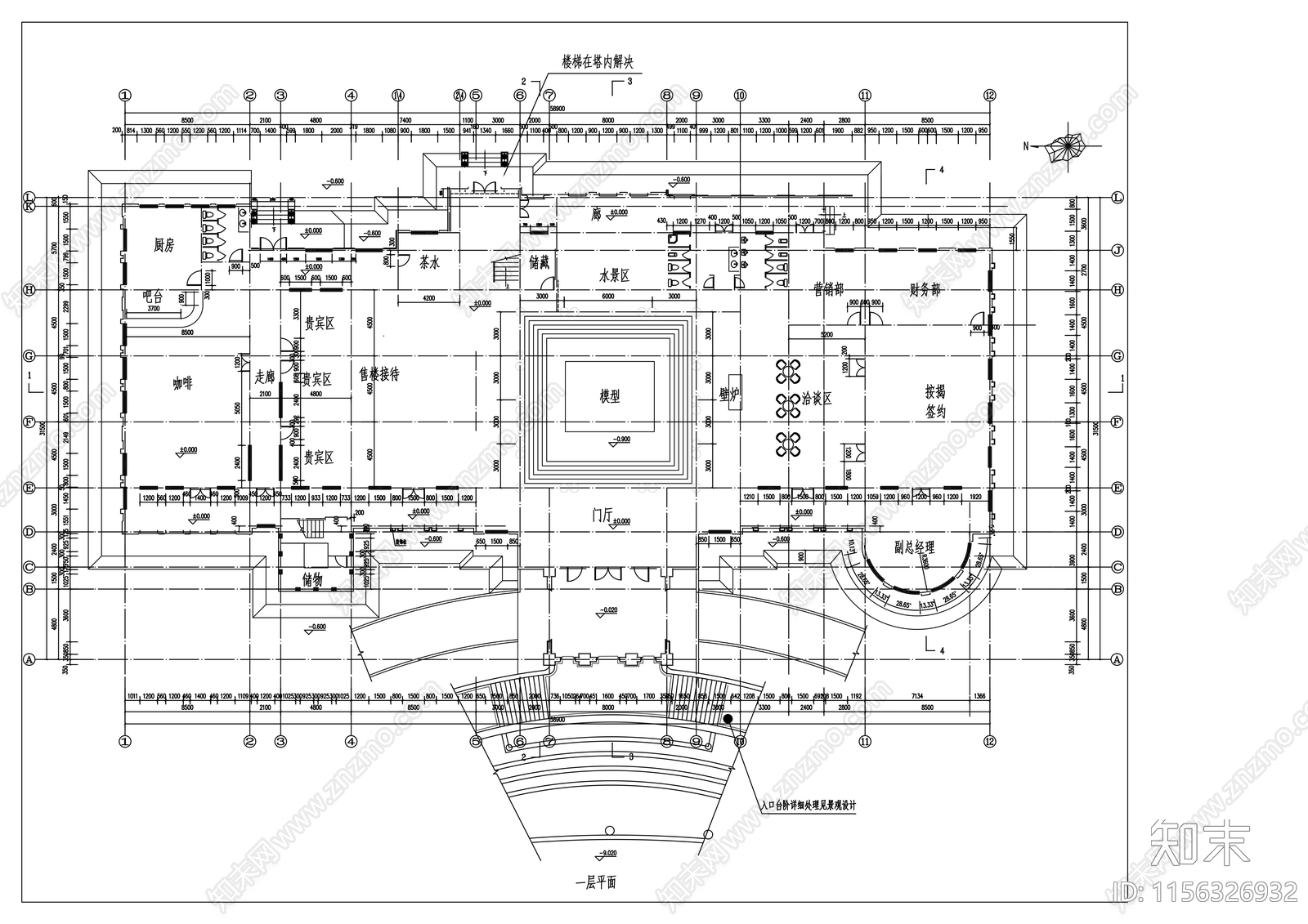 二层接待中心建筑设计图cad施工图下载【ID:1156326932】