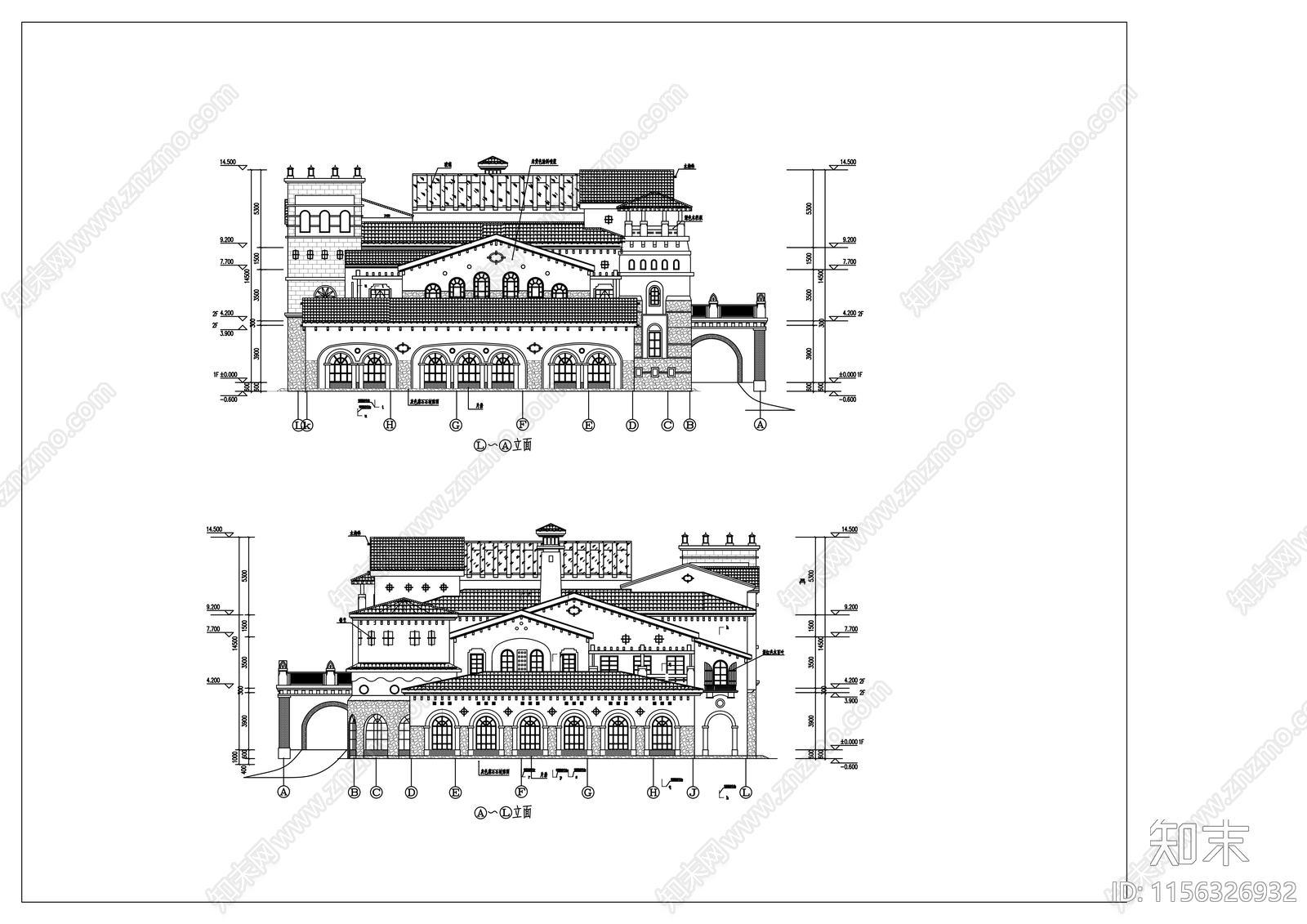 二层接待中心建筑设计图cad施工图下载【ID:1156326932】