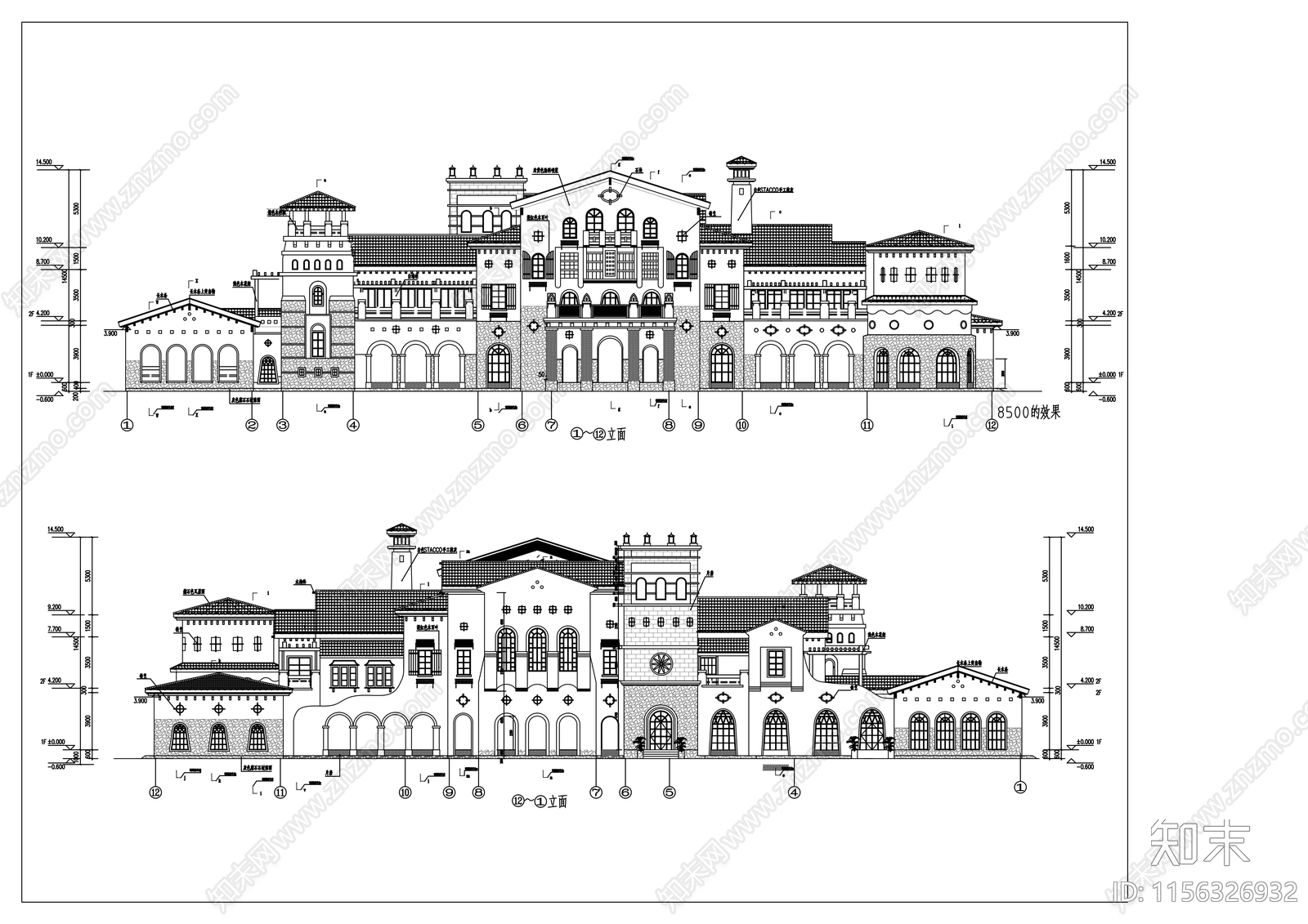 二层接待中心建筑设计图cad施工图下载【ID:1156326932】