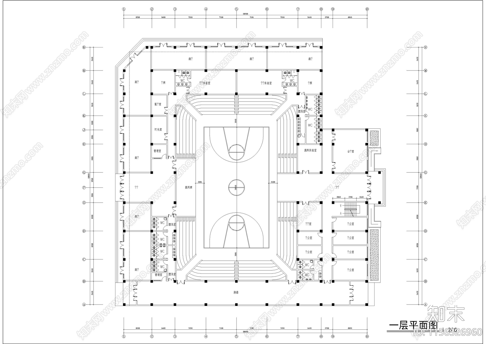 5800平米体育馆建筑方案设计图施工图下载【ID:1156326960】