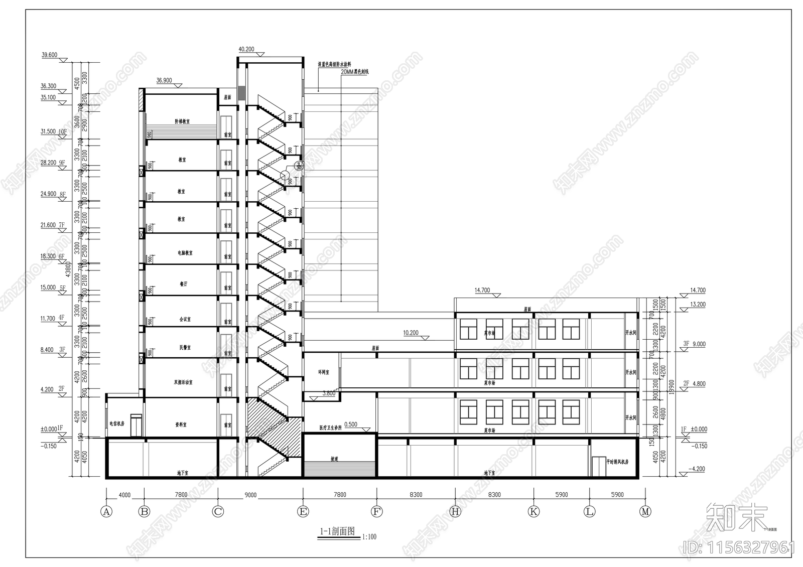 街道社区菜市场cad施工图下载【ID:1156327961】