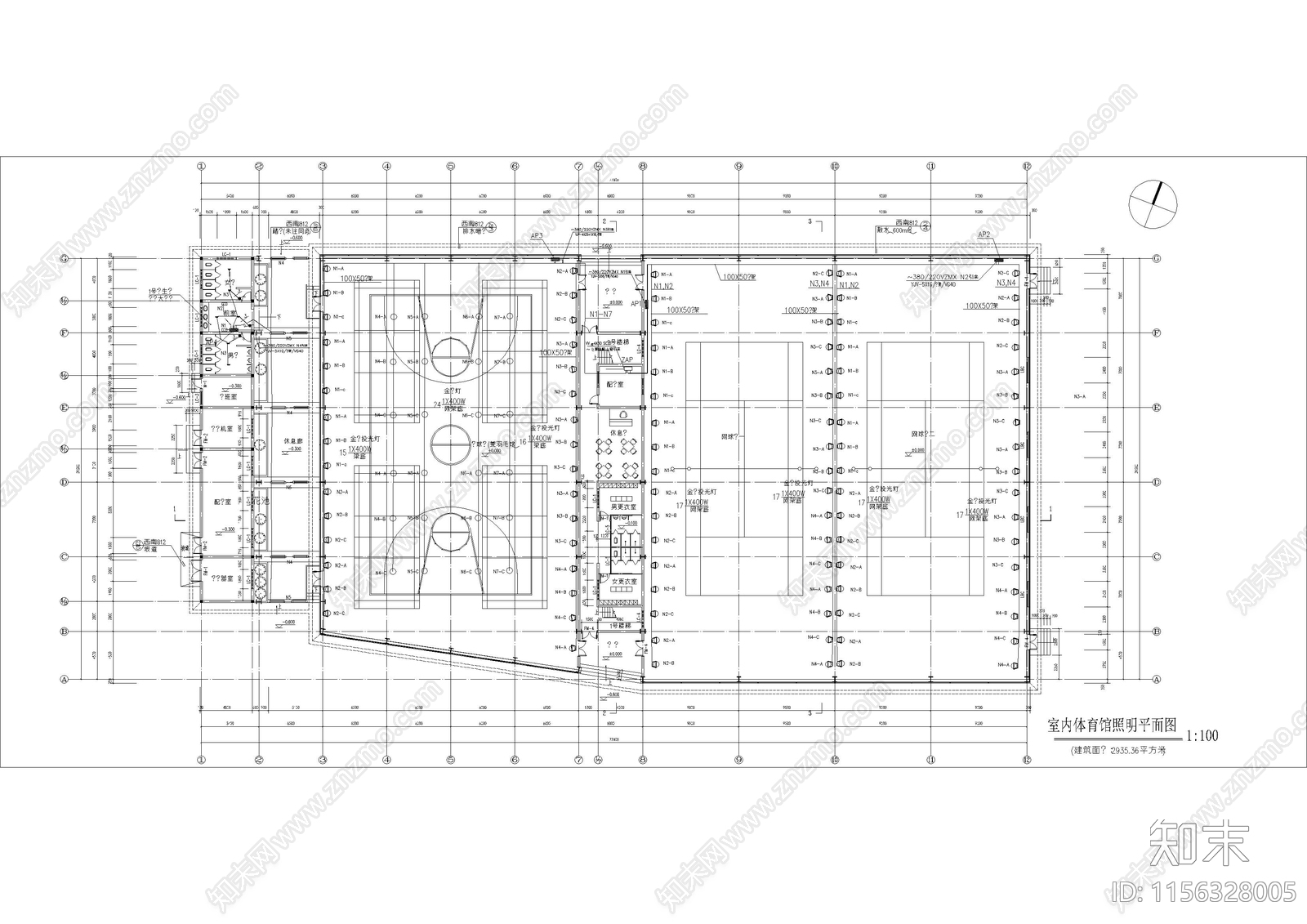 市老年活动中心体育馆单体建筑设计电气图施工图下载【ID:1156328005】