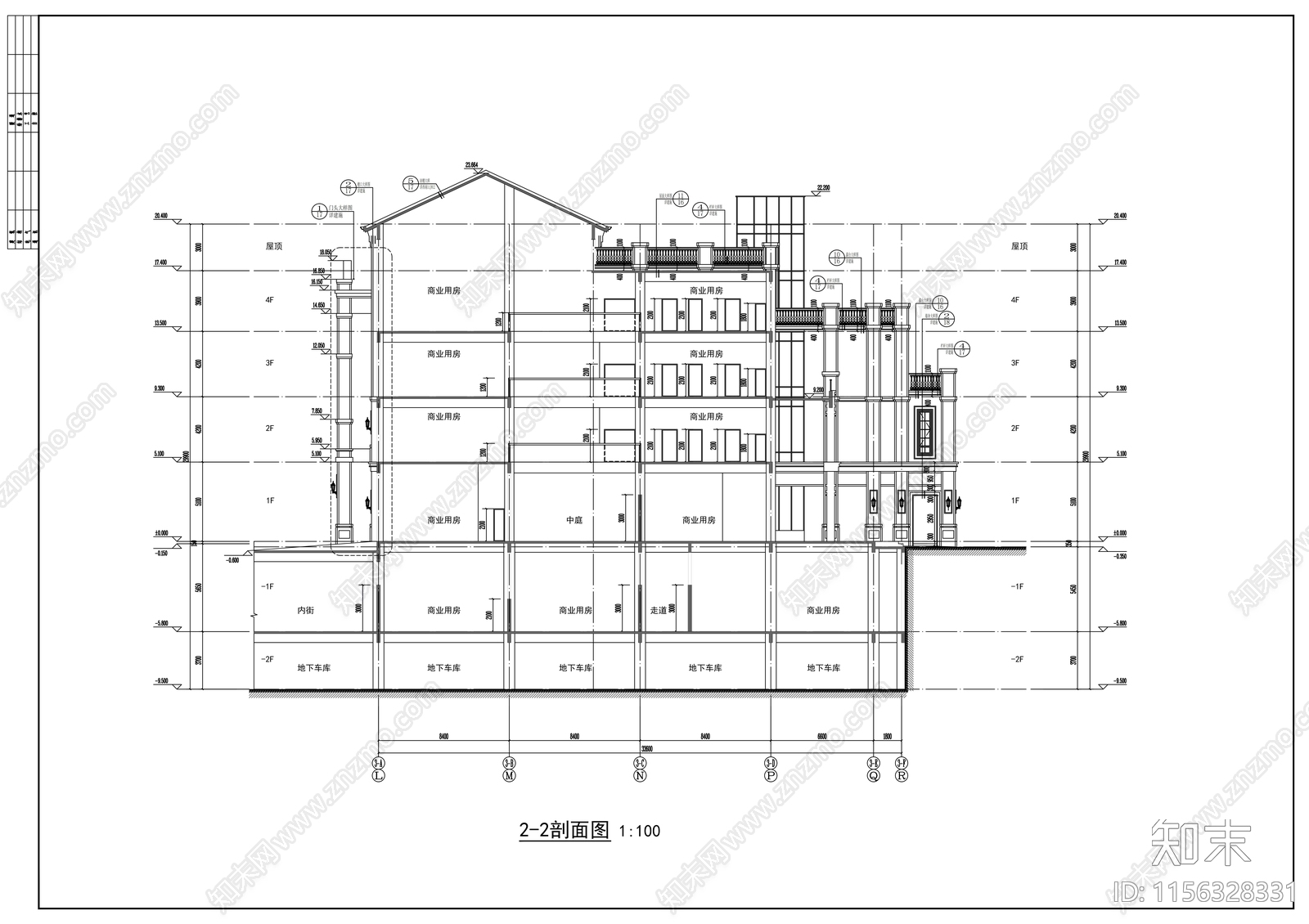 商业广场四层商业用房建筑cad施工图下载【ID:1156328331】