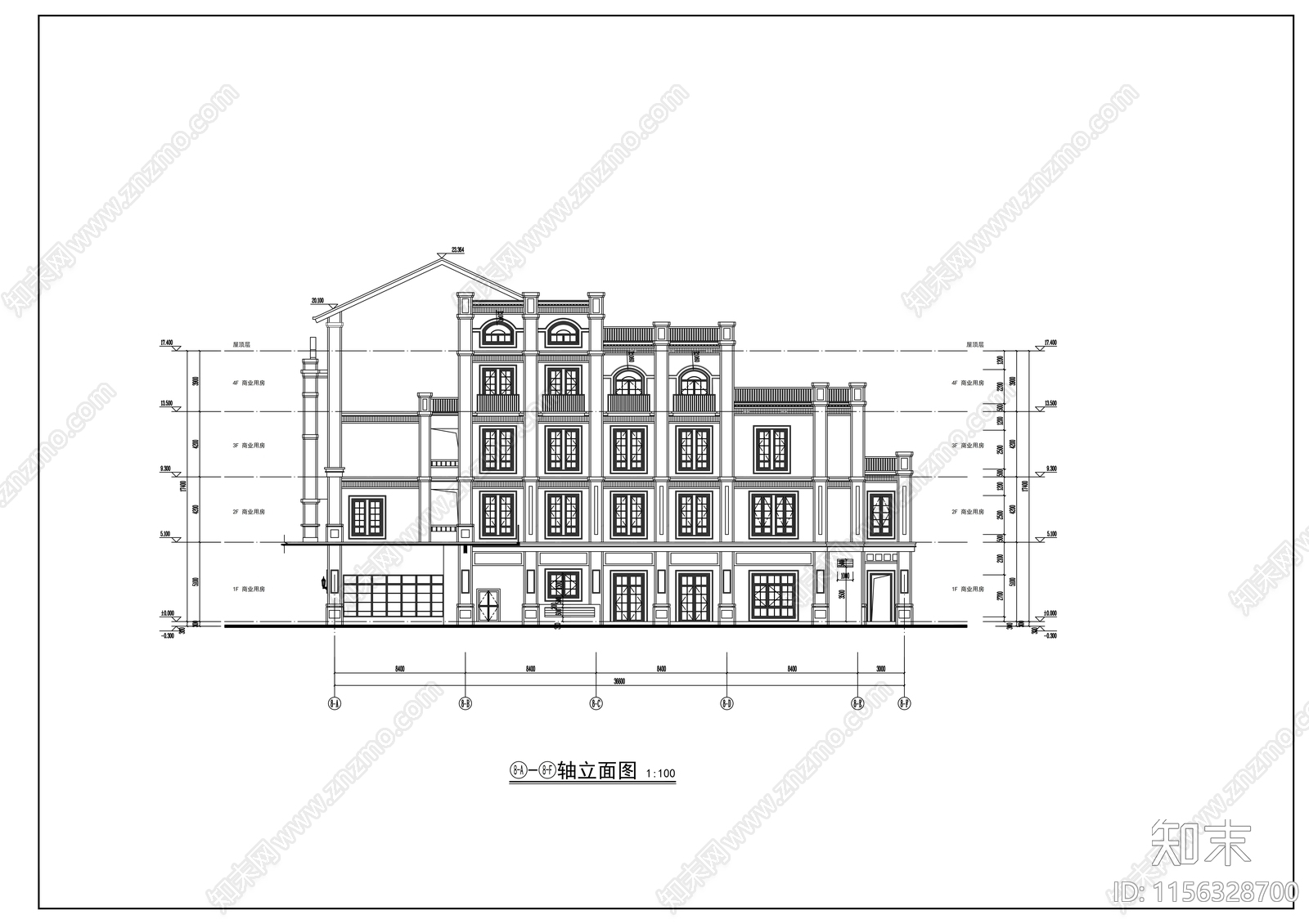 四层欧式商业楼cad施工图下载【ID:1156328700】