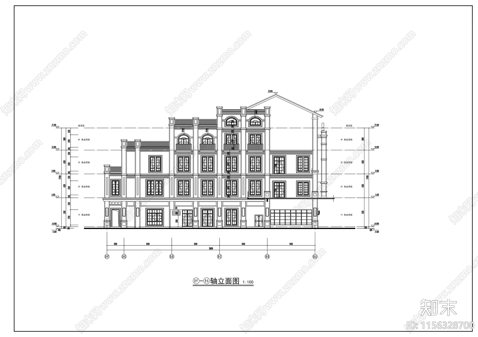 四层欧式商业楼cad施工图下载【ID:1156328700】