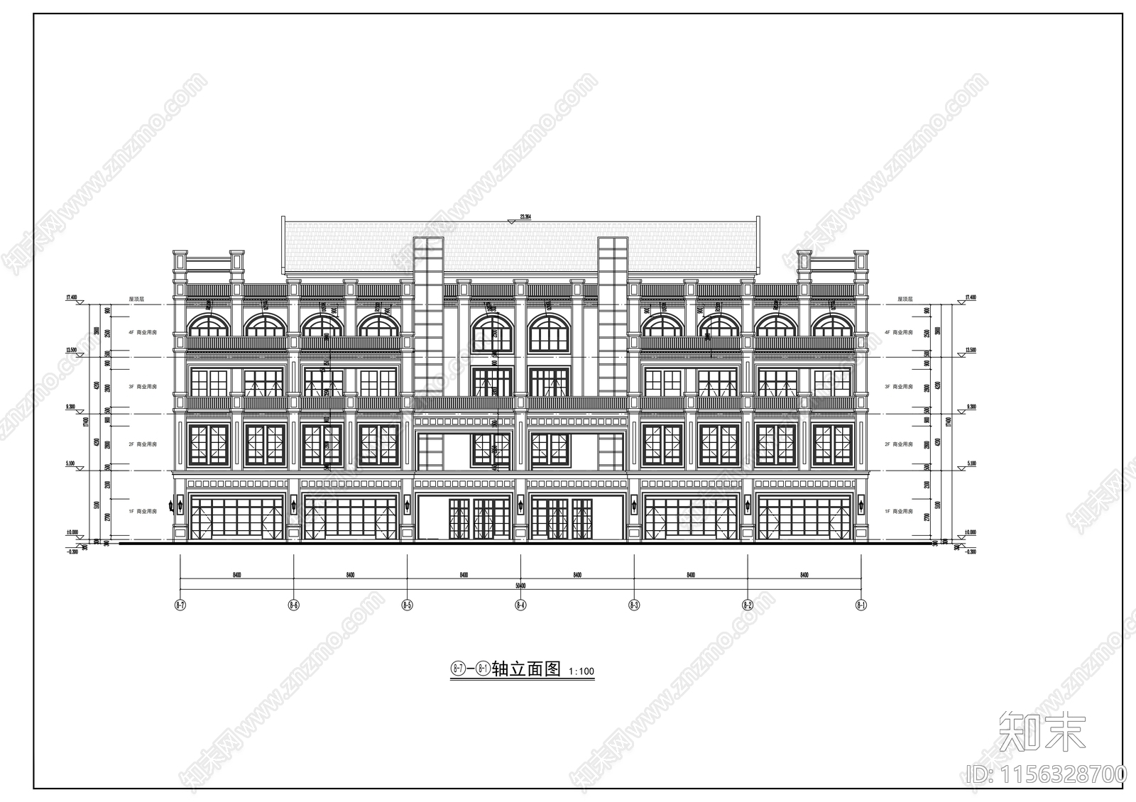 四层欧式商业楼cad施工图下载【ID:1156328700】