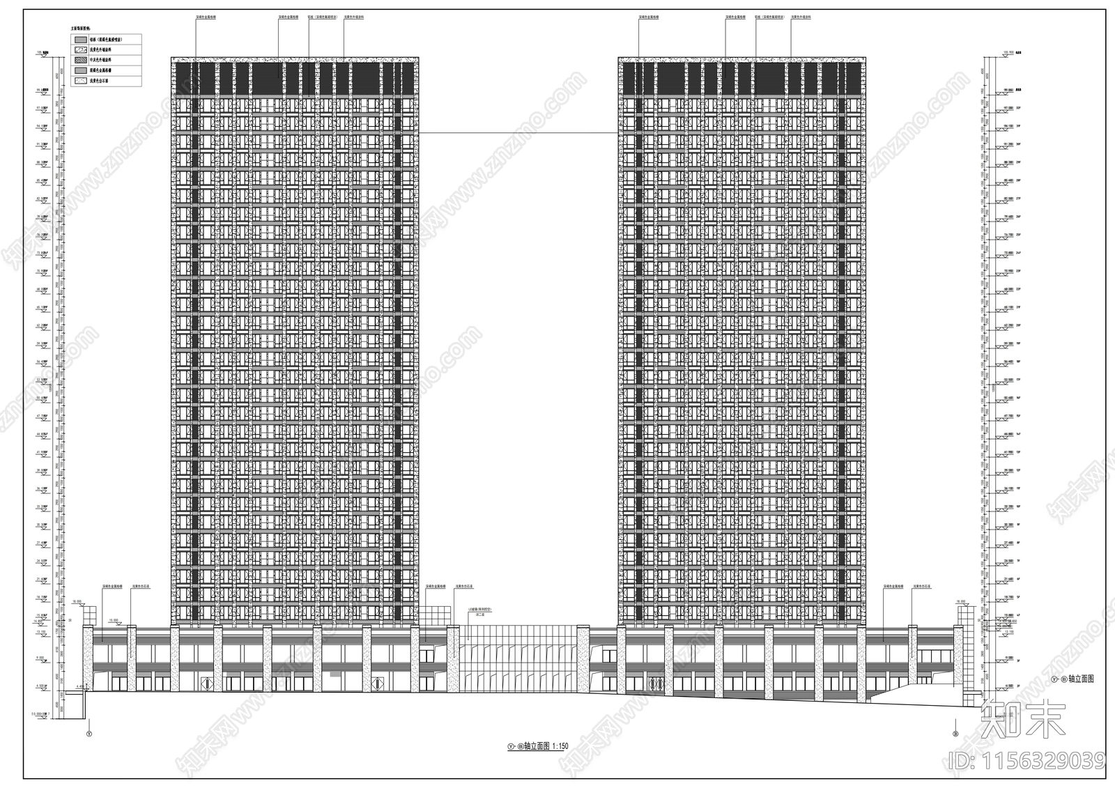 现代风格商业及住宅建筑cad施工图下载【ID:1156329039】