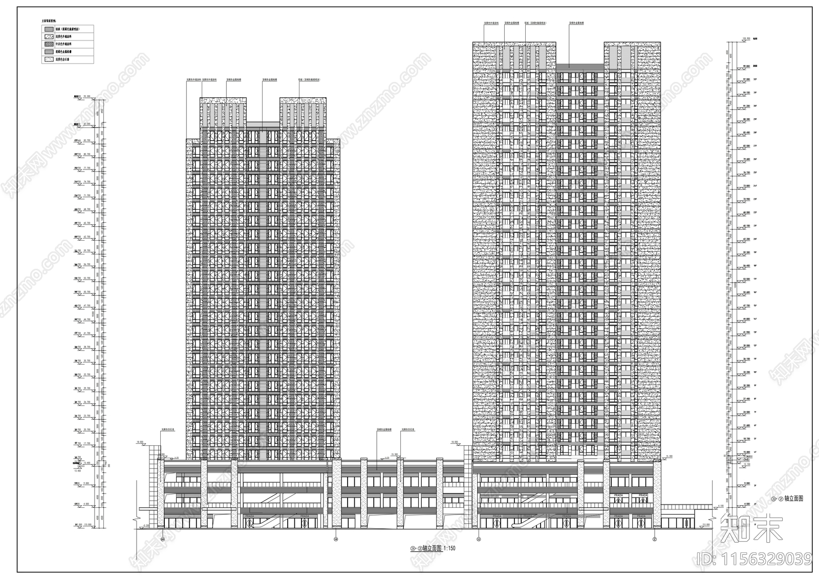 现代风格商业及住宅建筑cad施工图下载【ID:1156329039】