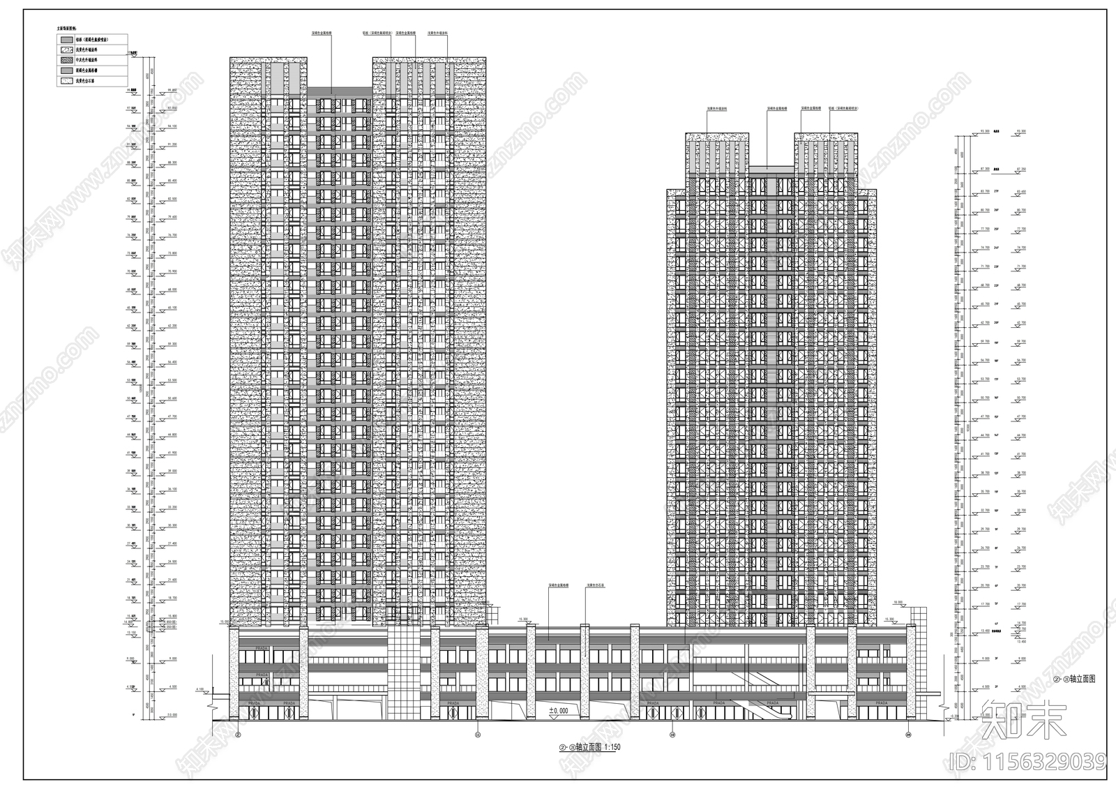 现代风格商业及住宅建筑cad施工图下载【ID:1156329039】