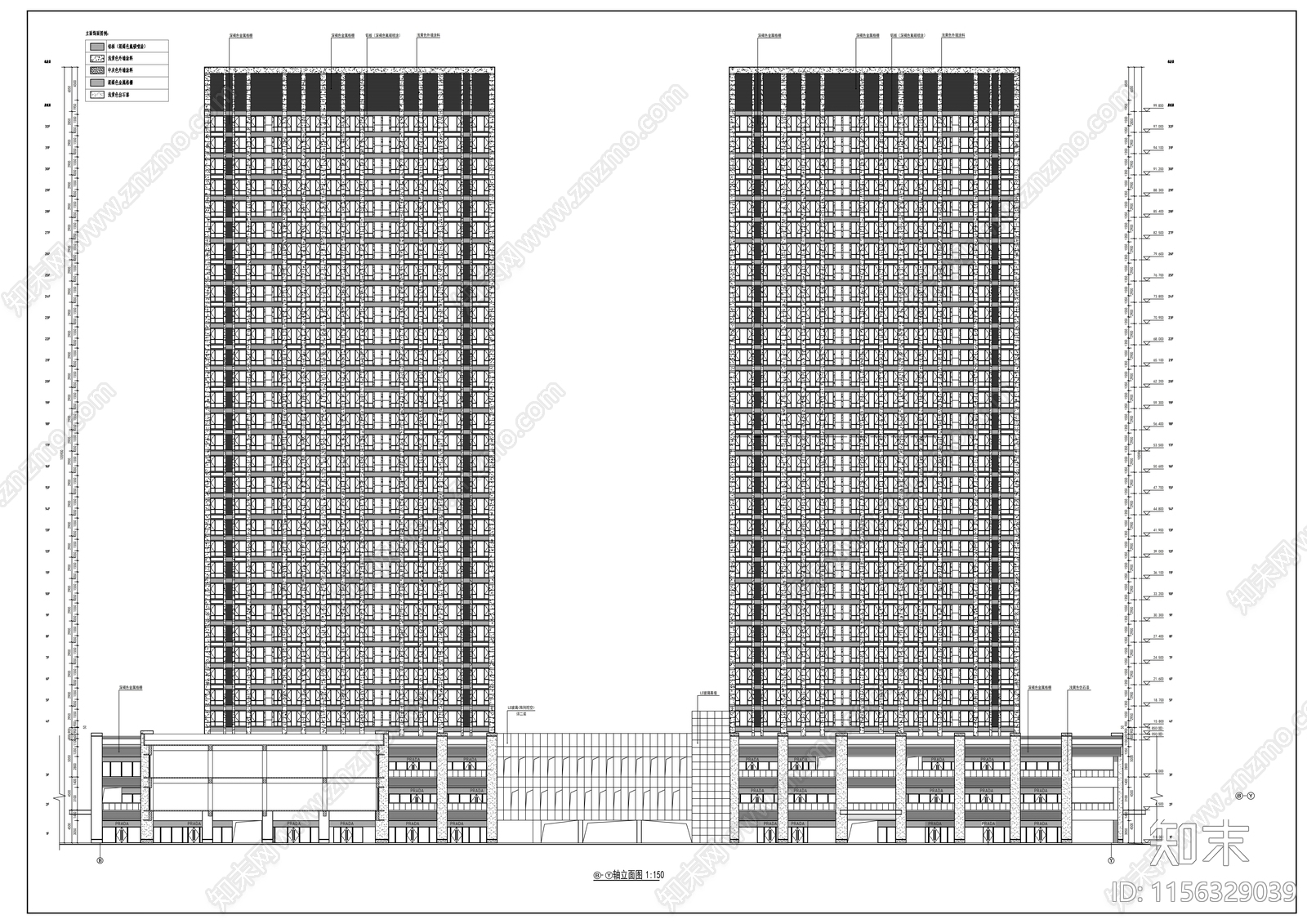 现代风格商业及住宅建筑cad施工图下载【ID:1156329039】