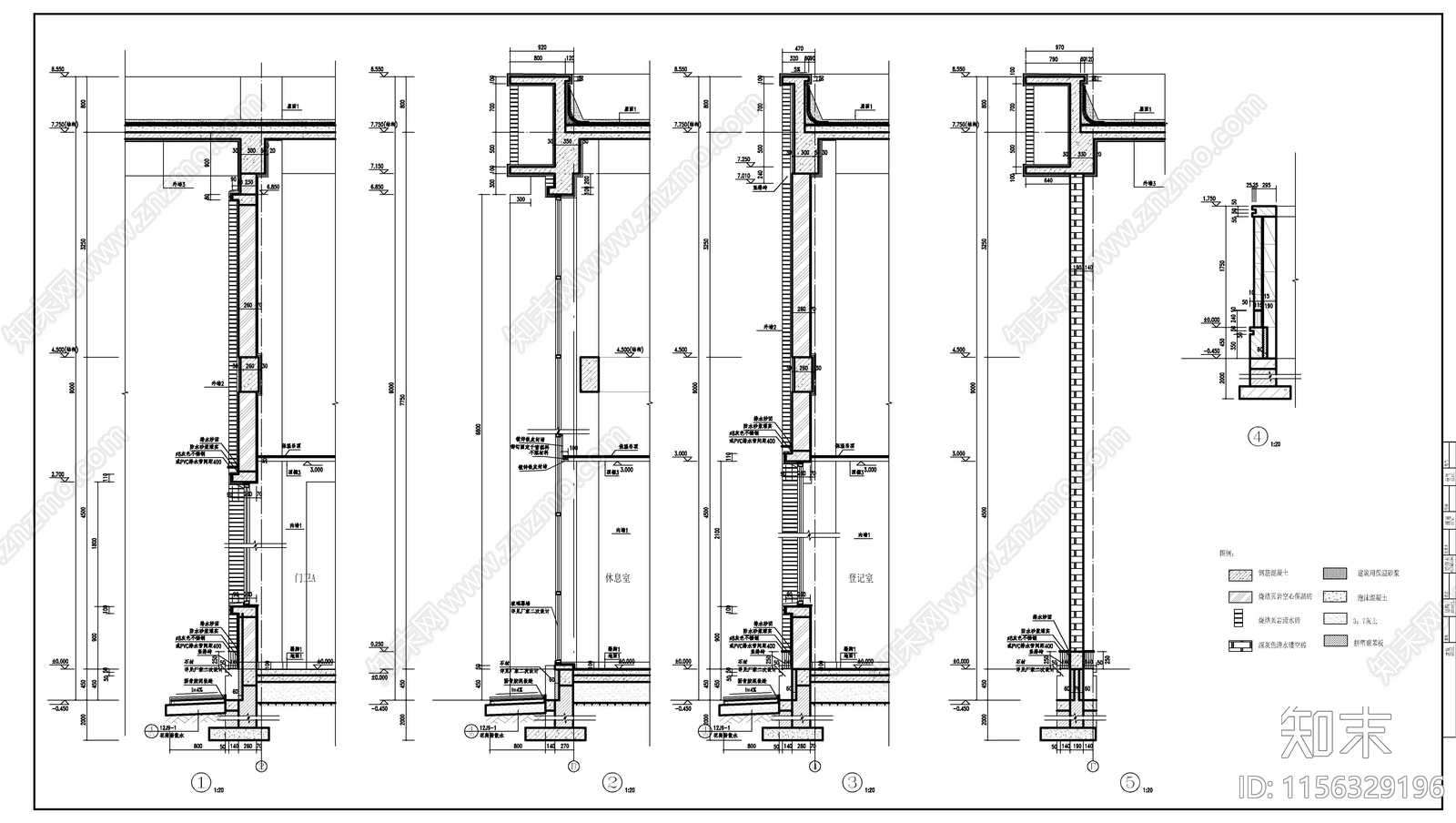 门卫大门建筑cad施工图下载【ID:1156329196】