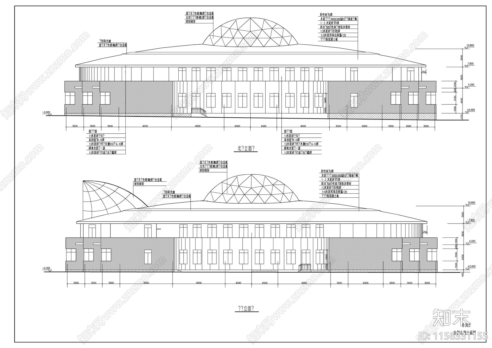 殡葬告别厅平立剖建筑图cad施工图下载【ID:1156331155】