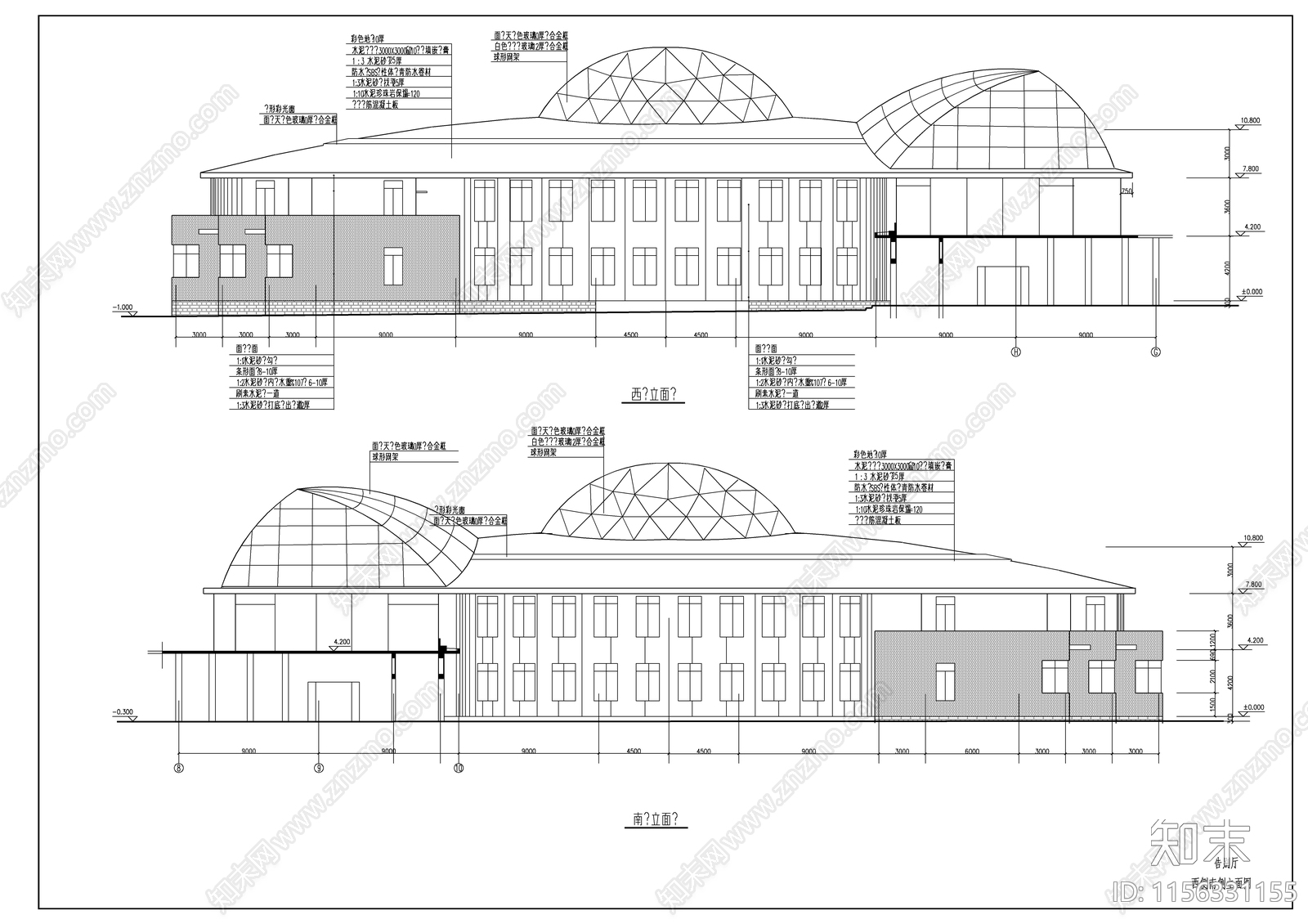 殡葬告别厅平立剖建筑图cad施工图下载【ID:1156331155】