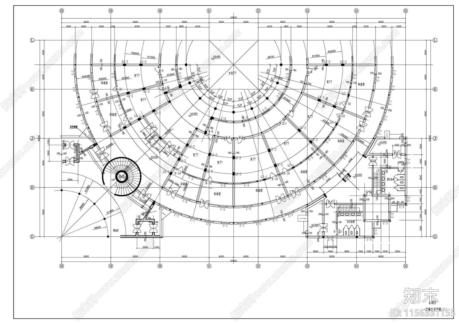 殡葬告别厅平立剖建筑图cad施工图下载【ID:1156331155】