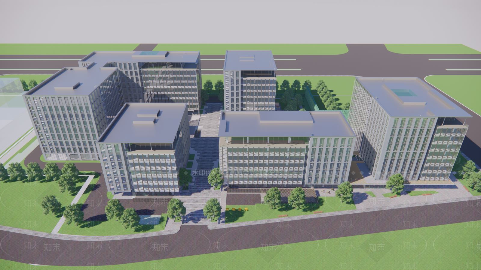 现代风格小高层国际文化产业园中心SU模型下载【ID:1156331576】