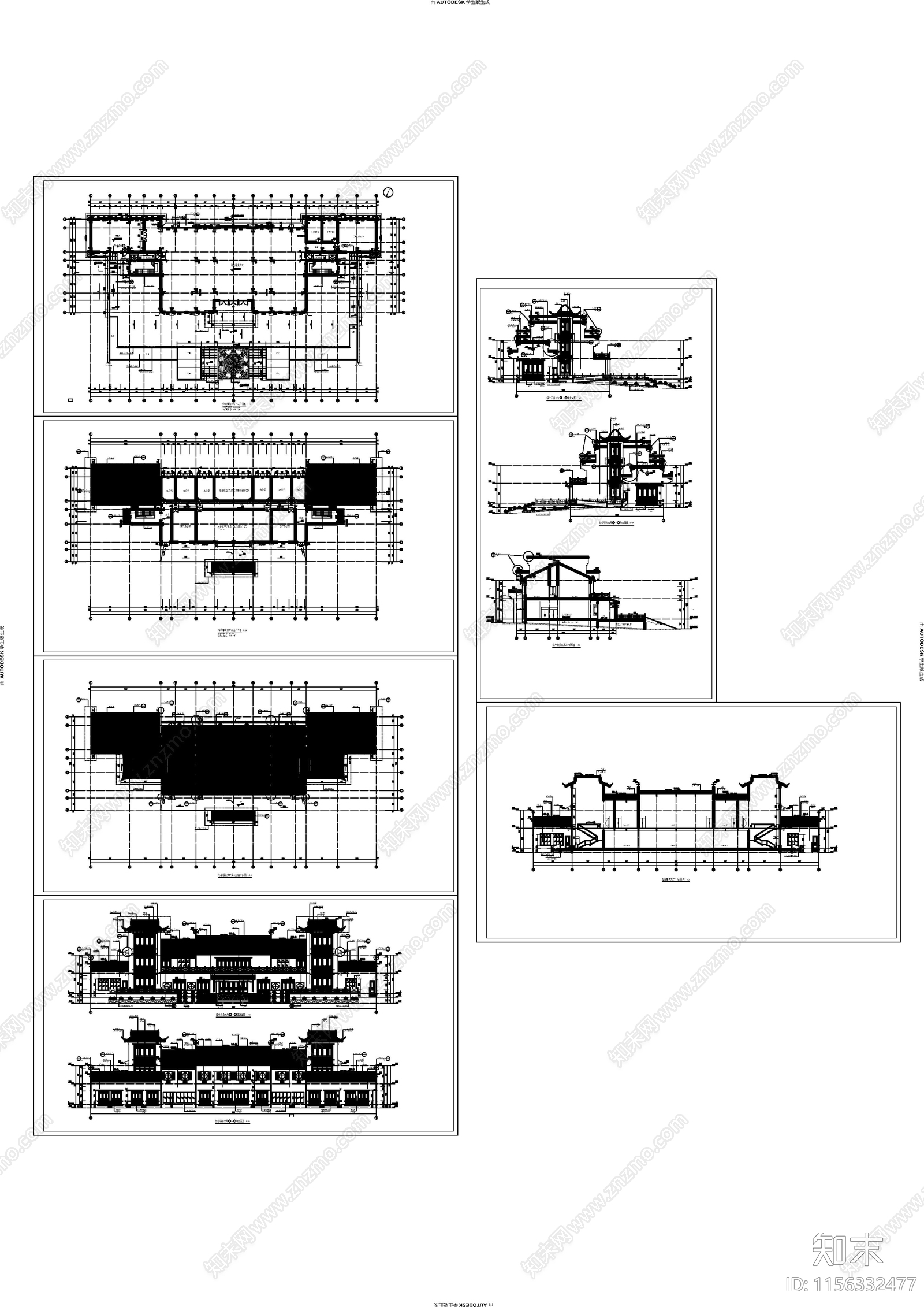 殡葬综合服务大厅建施图cad施工图下载【ID:1156332477】