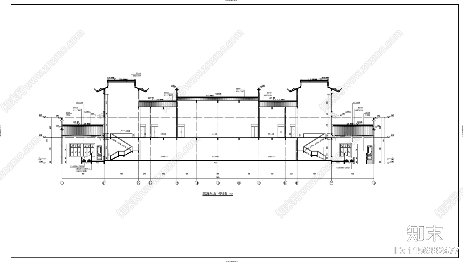 殡葬综合服务大厅建施图cad施工图下载【ID:1156332477】