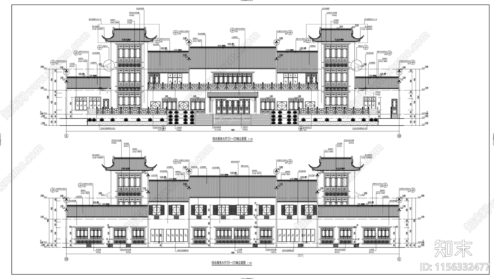 殡葬综合服务大厅建施图cad施工图下载【ID:1156332477】