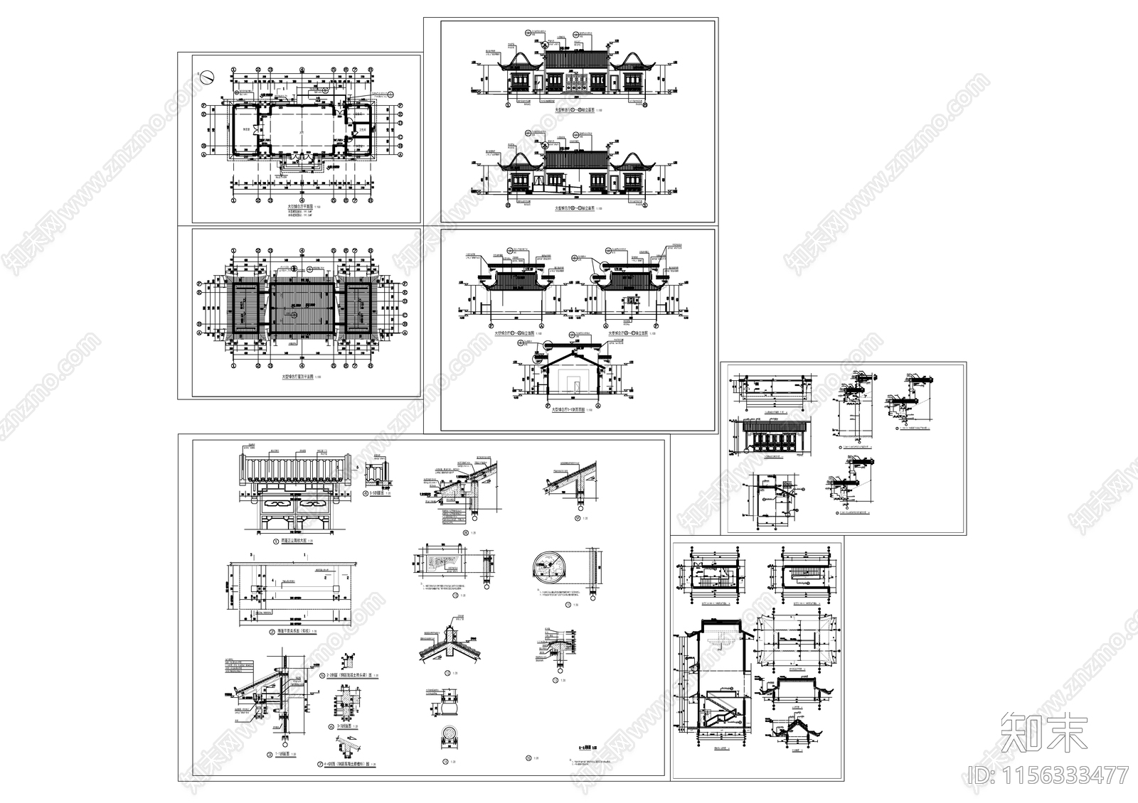 殡葬大型悼念厅建施图施工图下载【ID:1156333477】