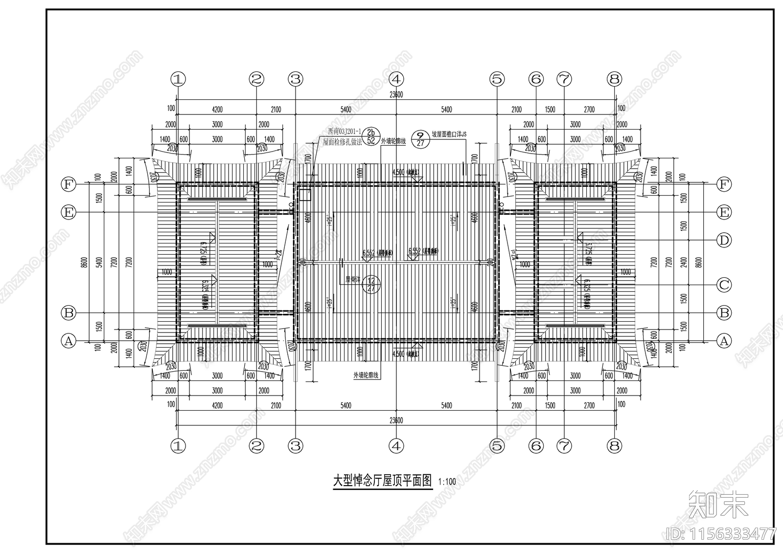 殡葬大型悼念厅建施图施工图下载【ID:1156333477】