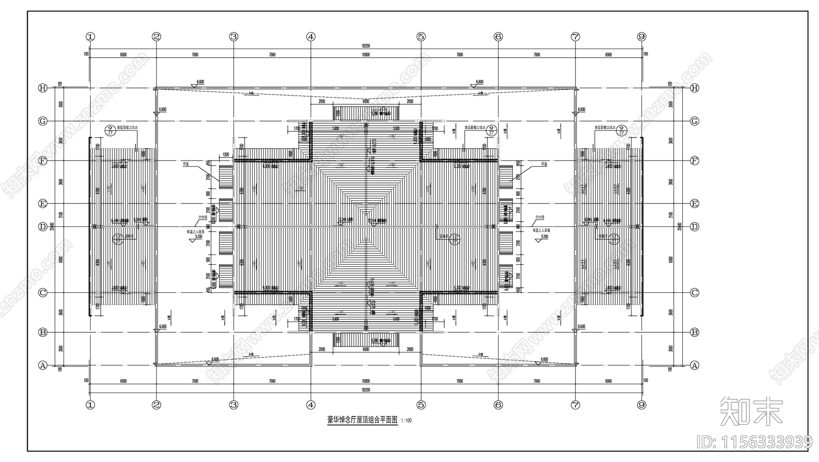 殡葬豪华悼念厅建施图cad施工图下载【ID:1156333939】