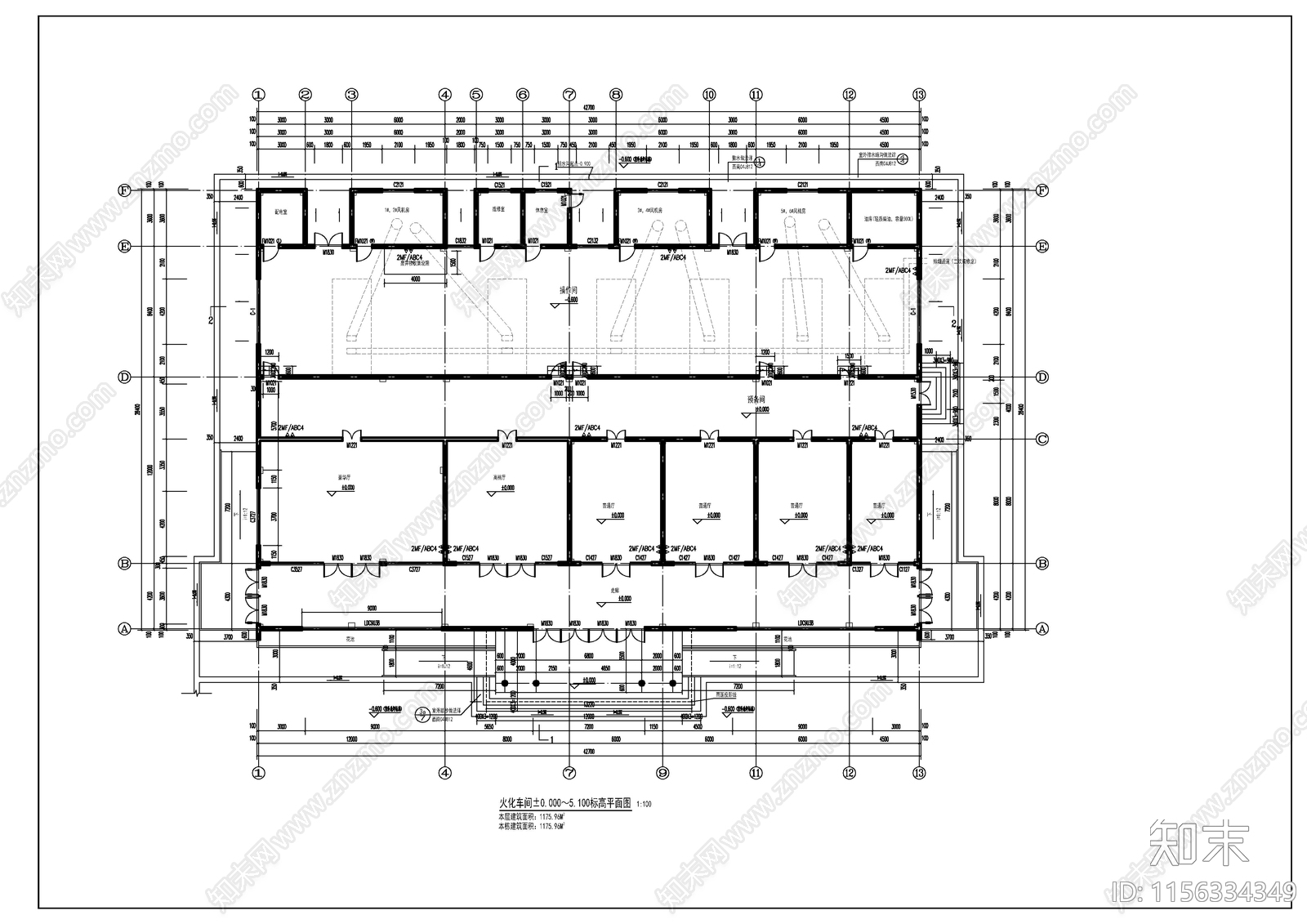 殡仪馆火化车间建筑图cad施工图下载【ID:1156334349】