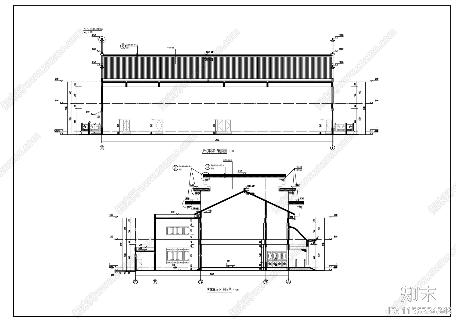 殡仪馆火化车间建筑图cad施工图下载【ID:1156334349】