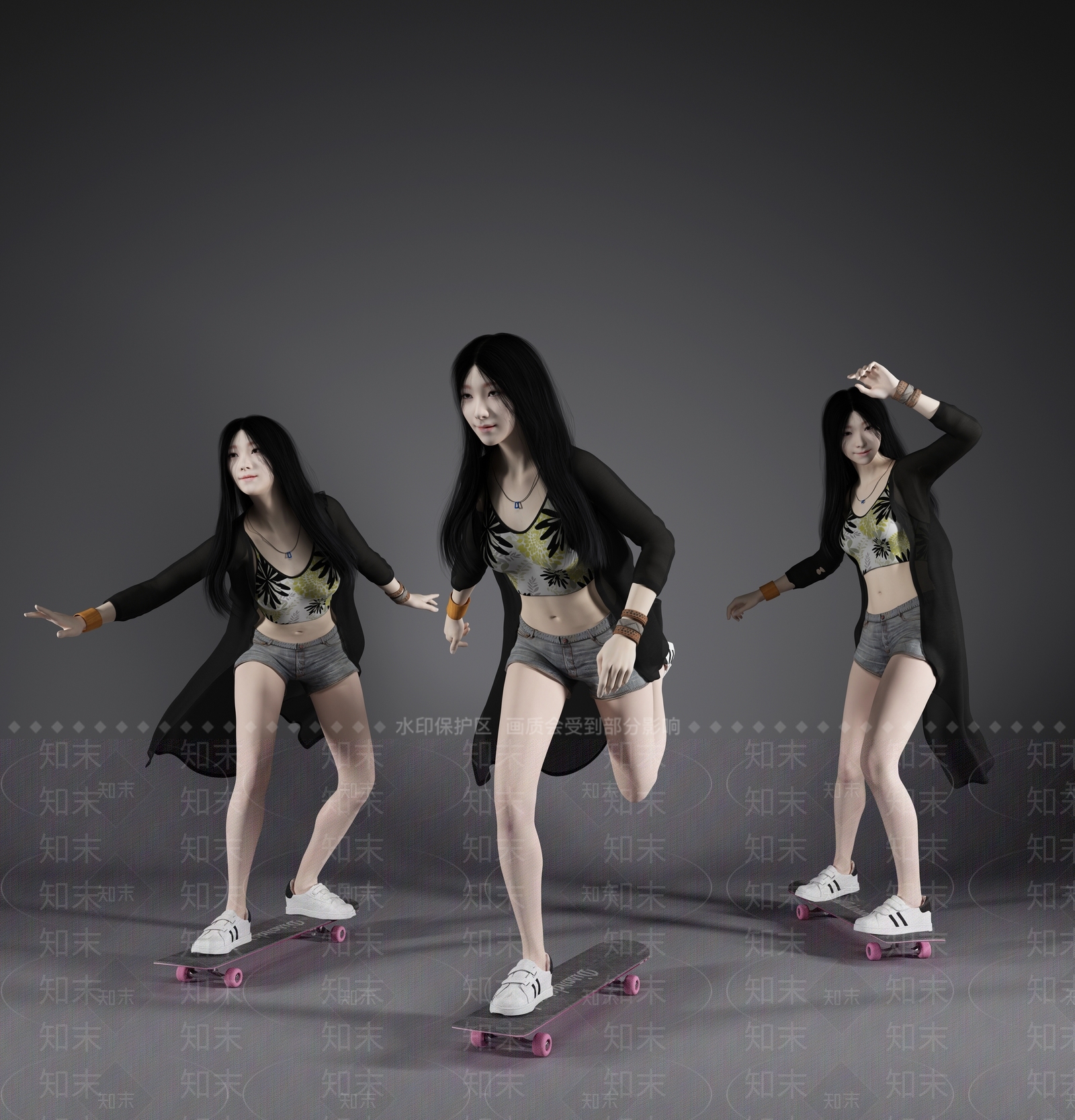 滑板运动人物3D模型下载【ID:1156336662】