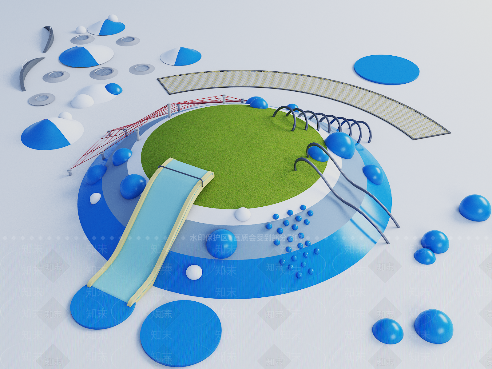 现代公园景观小品3D模型下载【ID:1156337052】