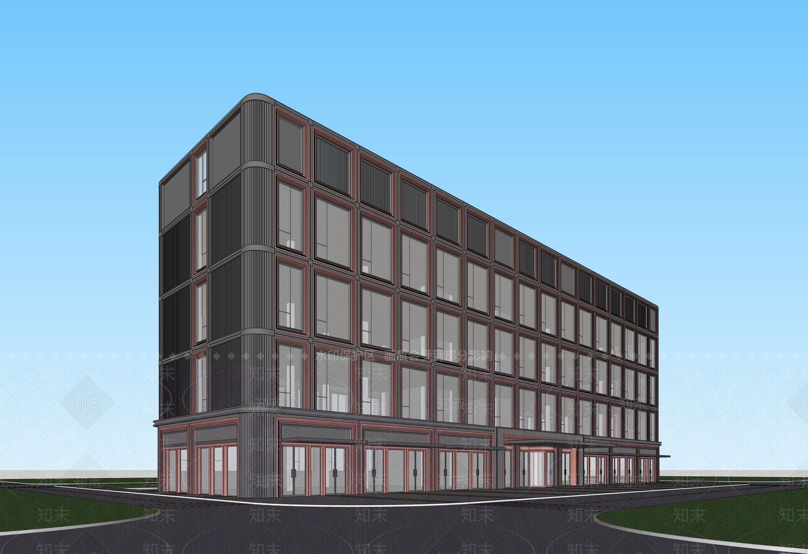 现代商业建筑SU模型下载【ID:1156343733】