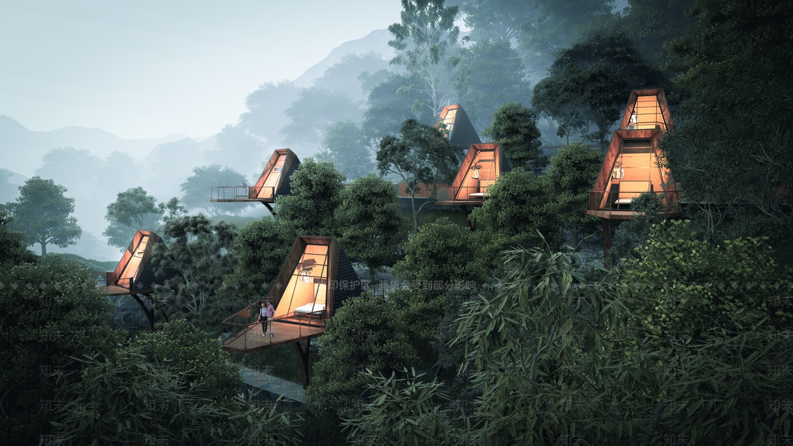 现代森林木屋民宿建筑3D模型下载【ID:1156509545】_知末3d模型网