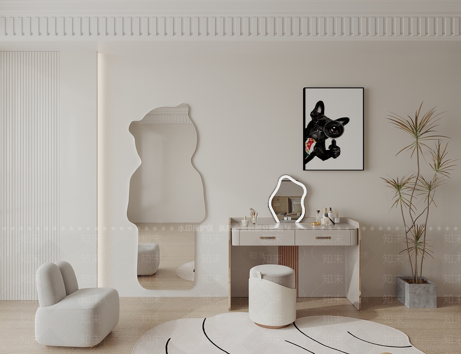 现代妆台妆凳3D模型下载【ID:1156346558】