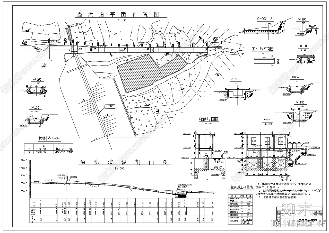 溢洪道平面剖面布置图施工图下载【ID:1156351167】